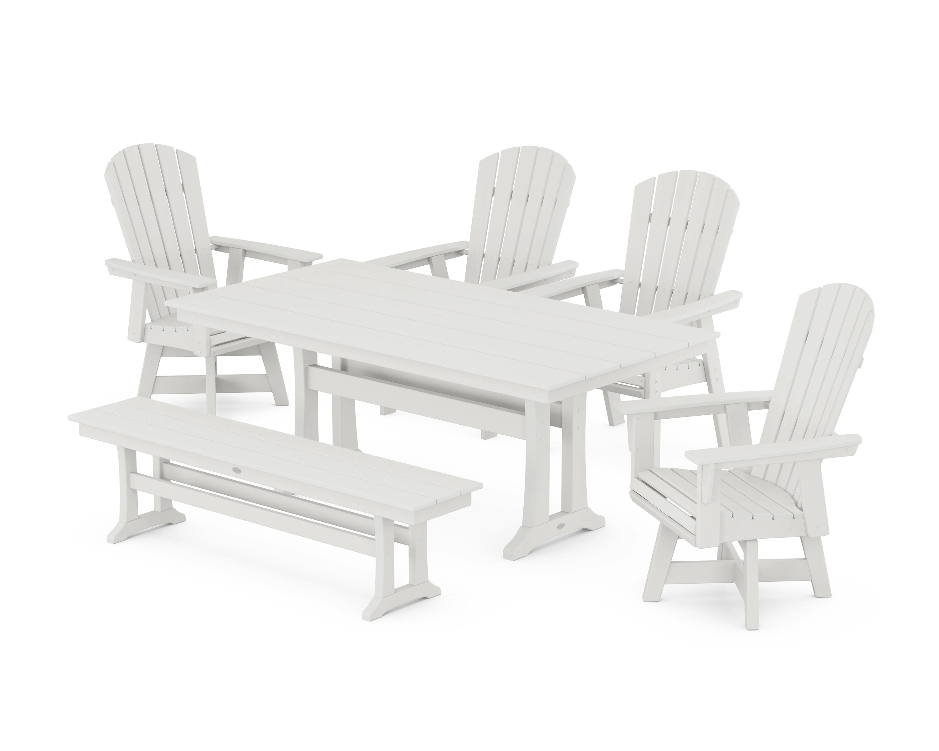 Nautical Adirondack Swivel 6-Piece Farmhouse Dining Set With Trestle Legs - Image 12