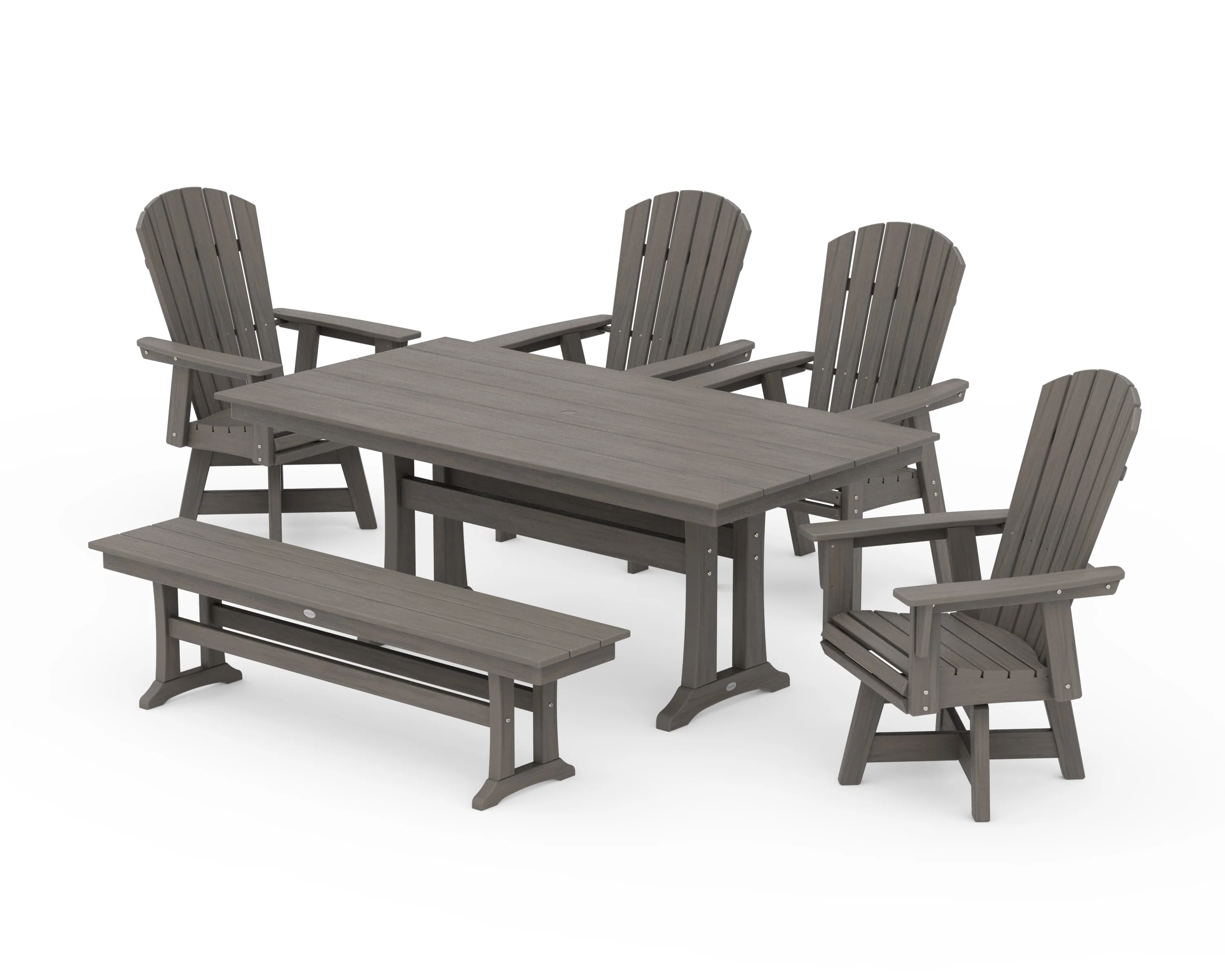 Nautical Adirondack Swivel 6-Piece Farmhouse Dining Set With Trestle Legs - Image 13