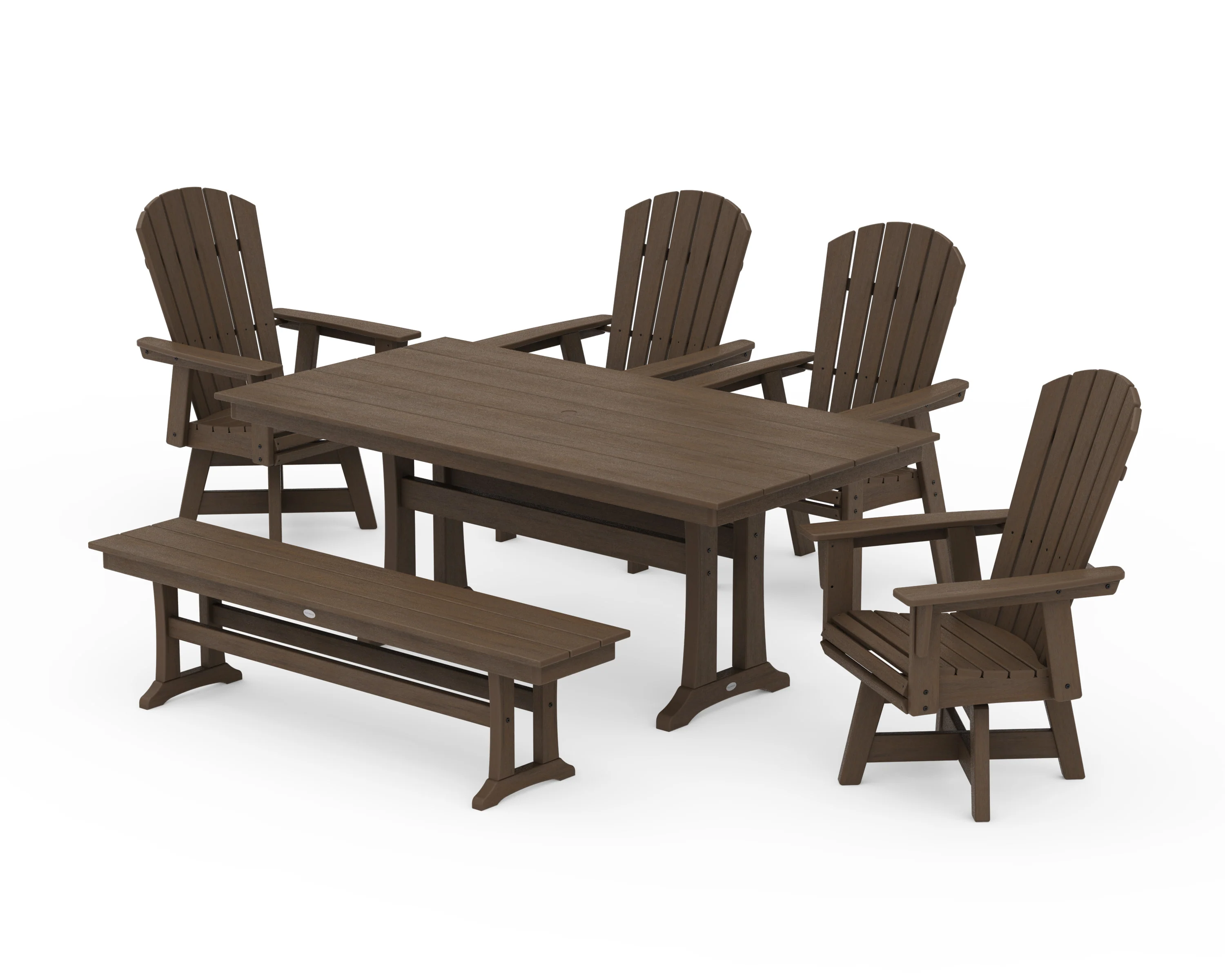 Nautical Adirondack Swivel 6-Piece Farmhouse Dining Set With Trestle Legs - Image 14