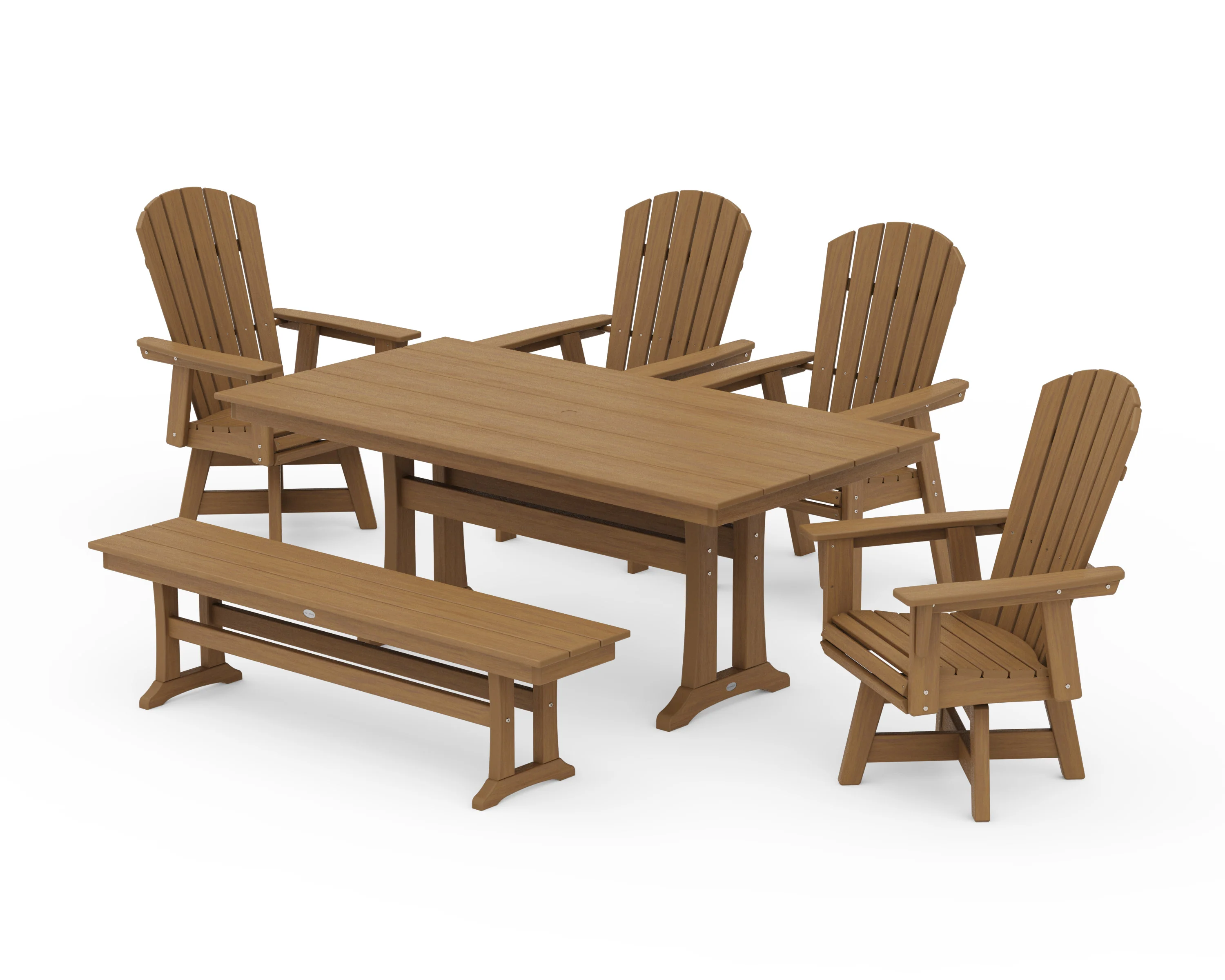 Nautical Adirondack Swivel 6-Piece Farmhouse Dining Set With Trestle Legs - Image 15