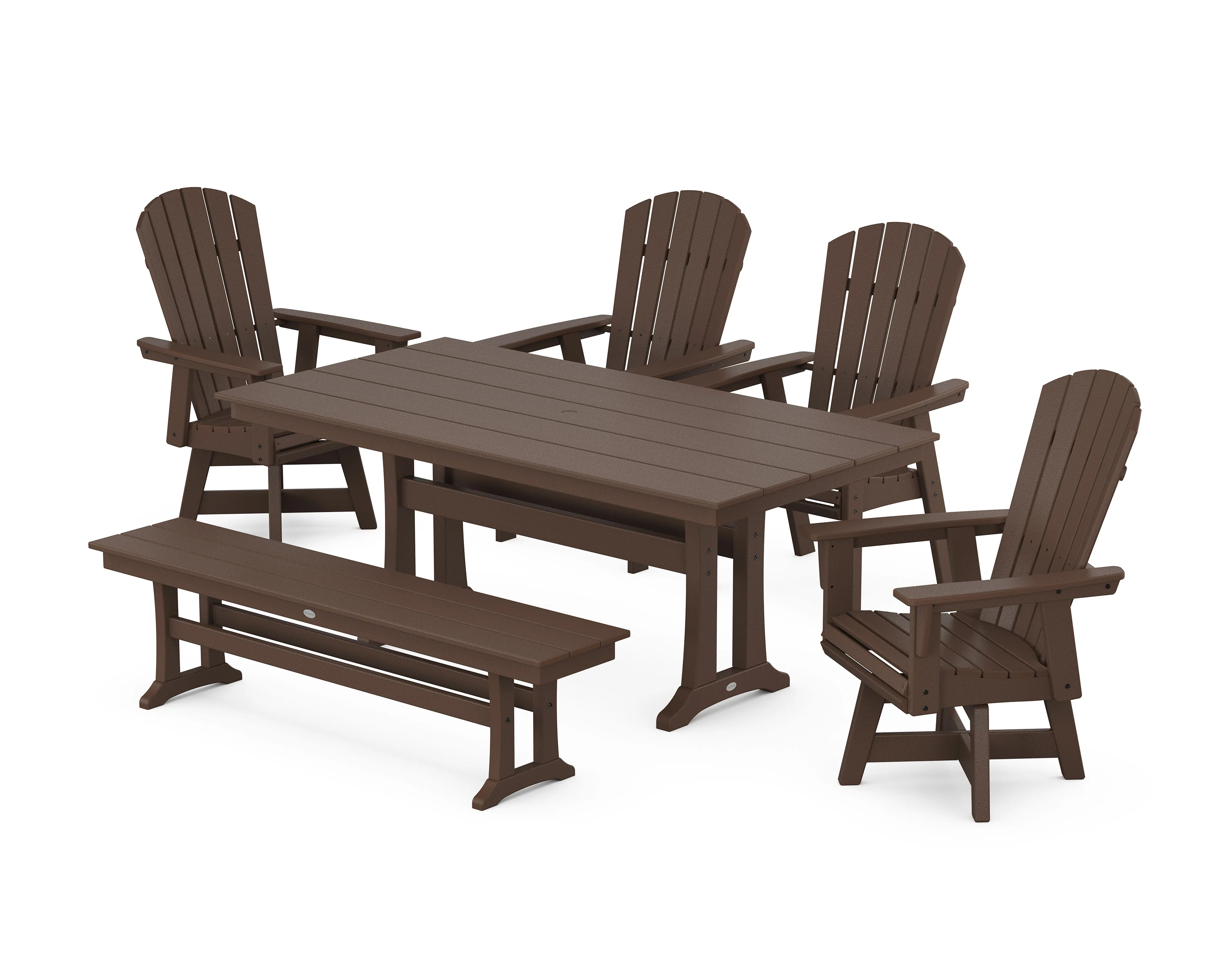 Nautical Adirondack Swivel 6-Piece Farmhouse Dining Set With Trestle Legs - Image 4