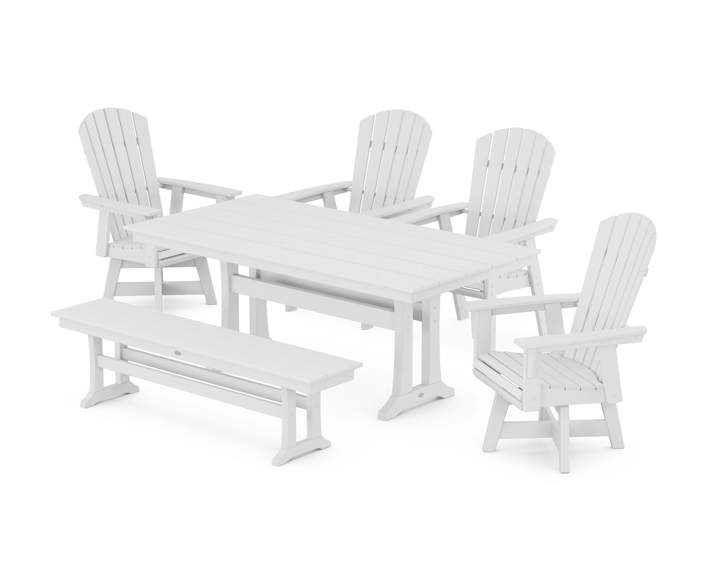 Nautical Adirondack Swivel 6-Piece Farmhouse Dining Set With Trestle Legs - Image 5