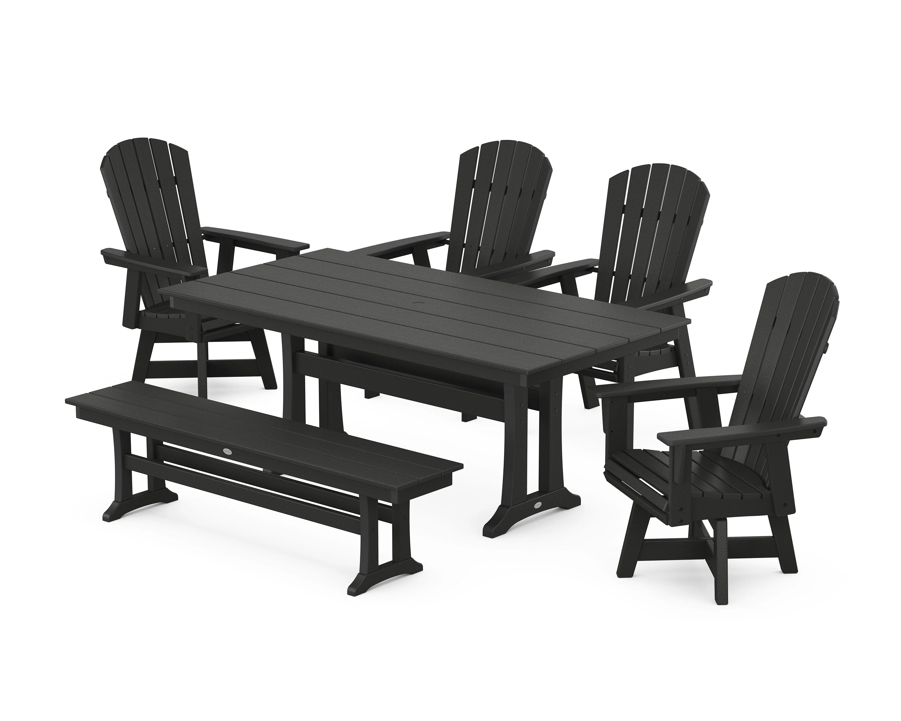 Nautical Adirondack Swivel 6-Piece Farmhouse Dining Set With Trestle Legs - Image 6