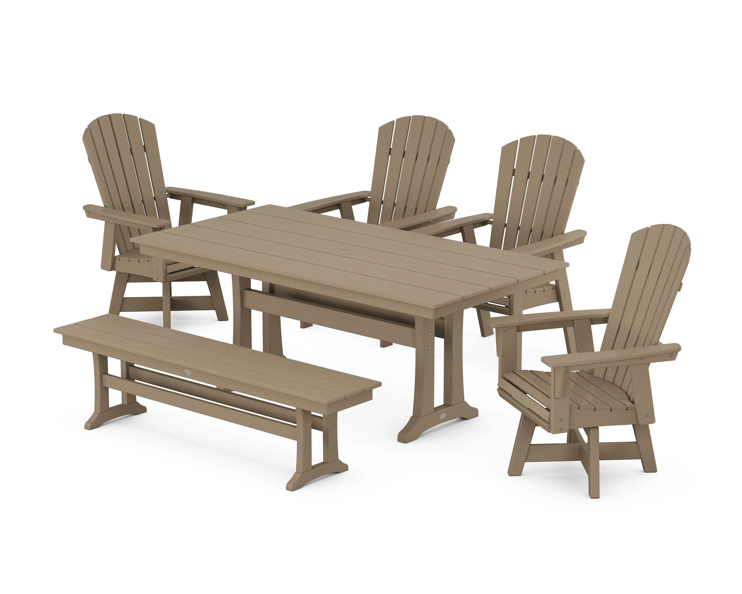 Nautical Adirondack Swivel 6-Piece Farmhouse Dining Set With Trestle Legs - Image 8