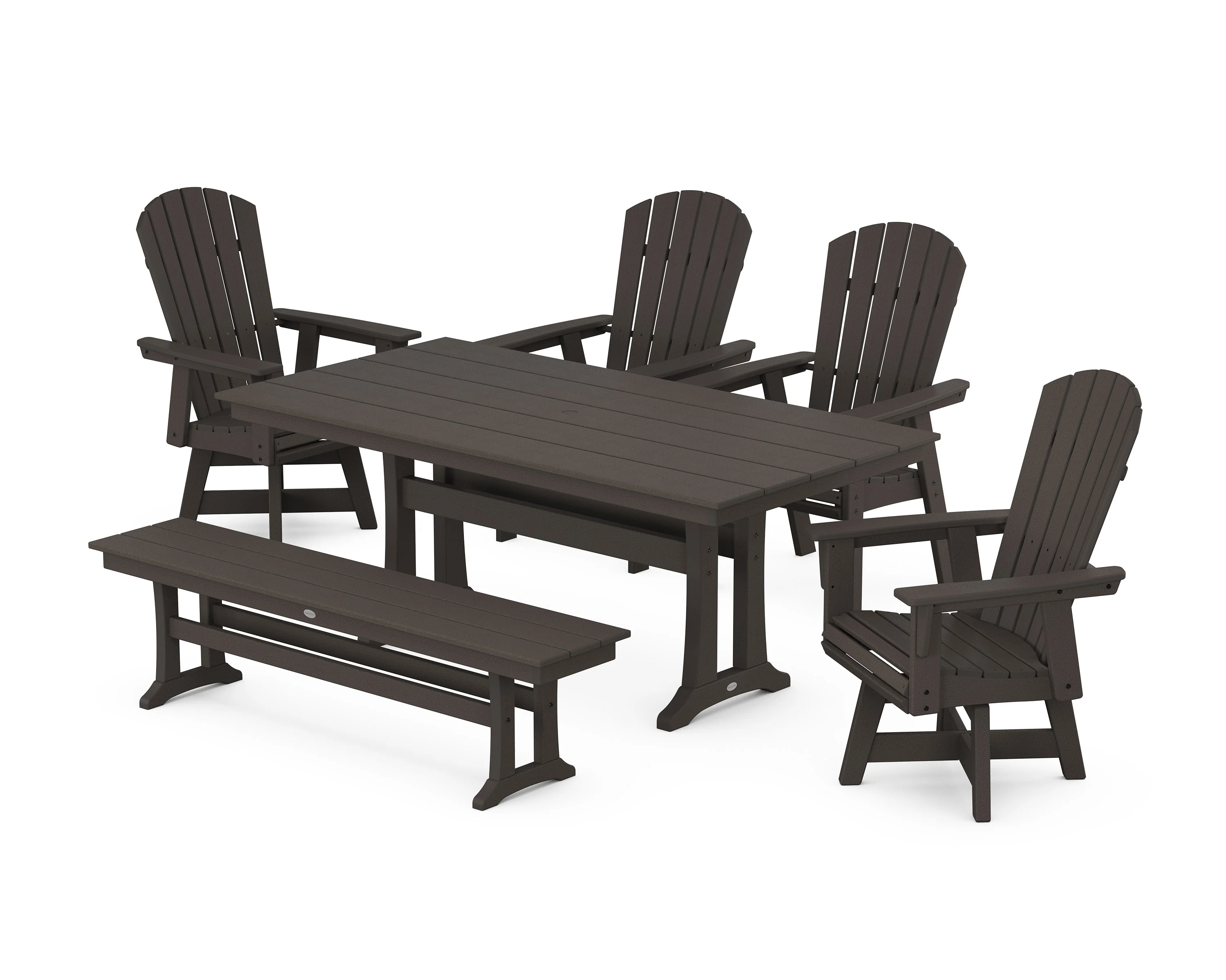 Nautical Adirondack Swivel 6-Piece Farmhouse Dining Set With Trestle Legs - Image 9