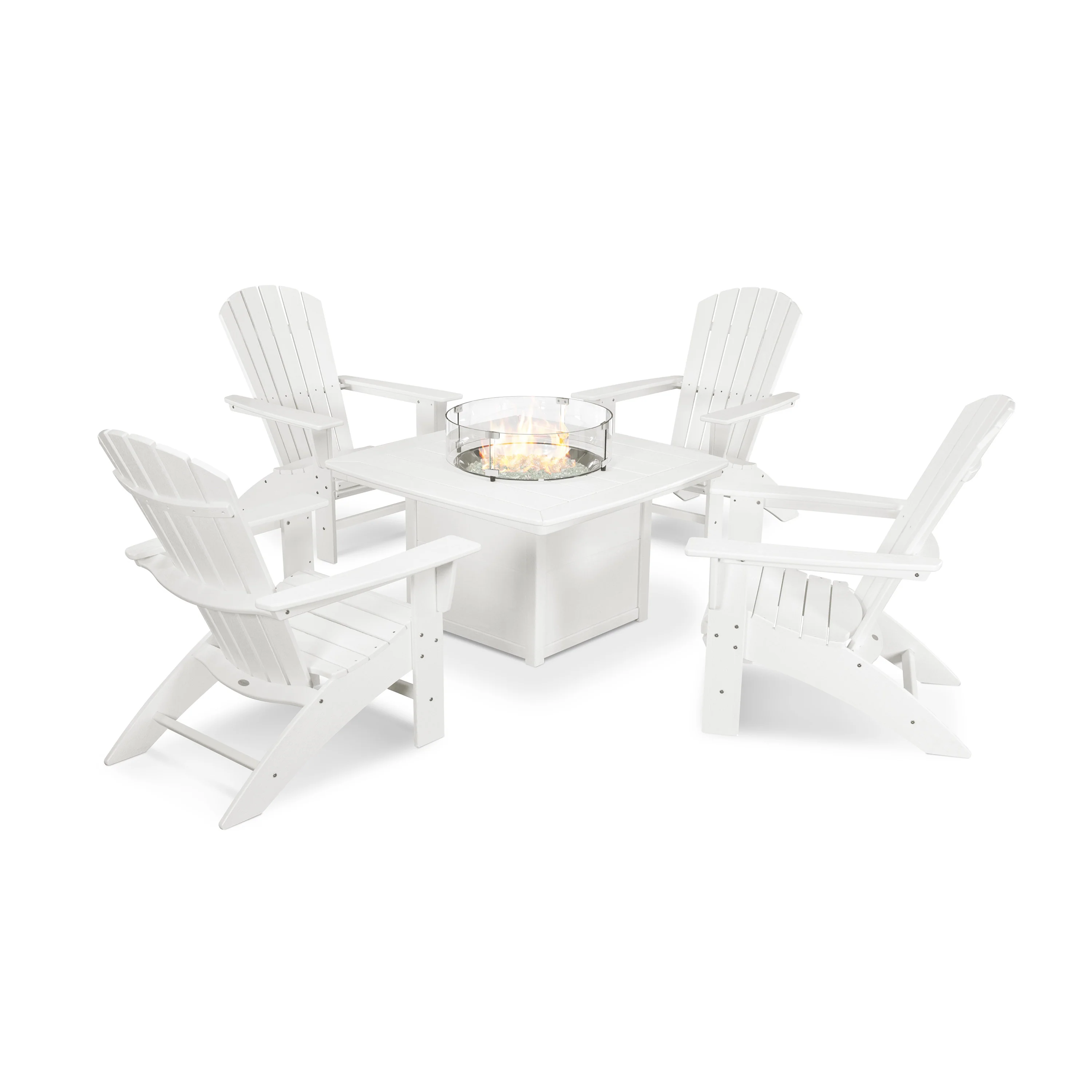 Nautical Curveback Adirondack 5-Piece Conversation Set with Fire Pit Table - Image 10