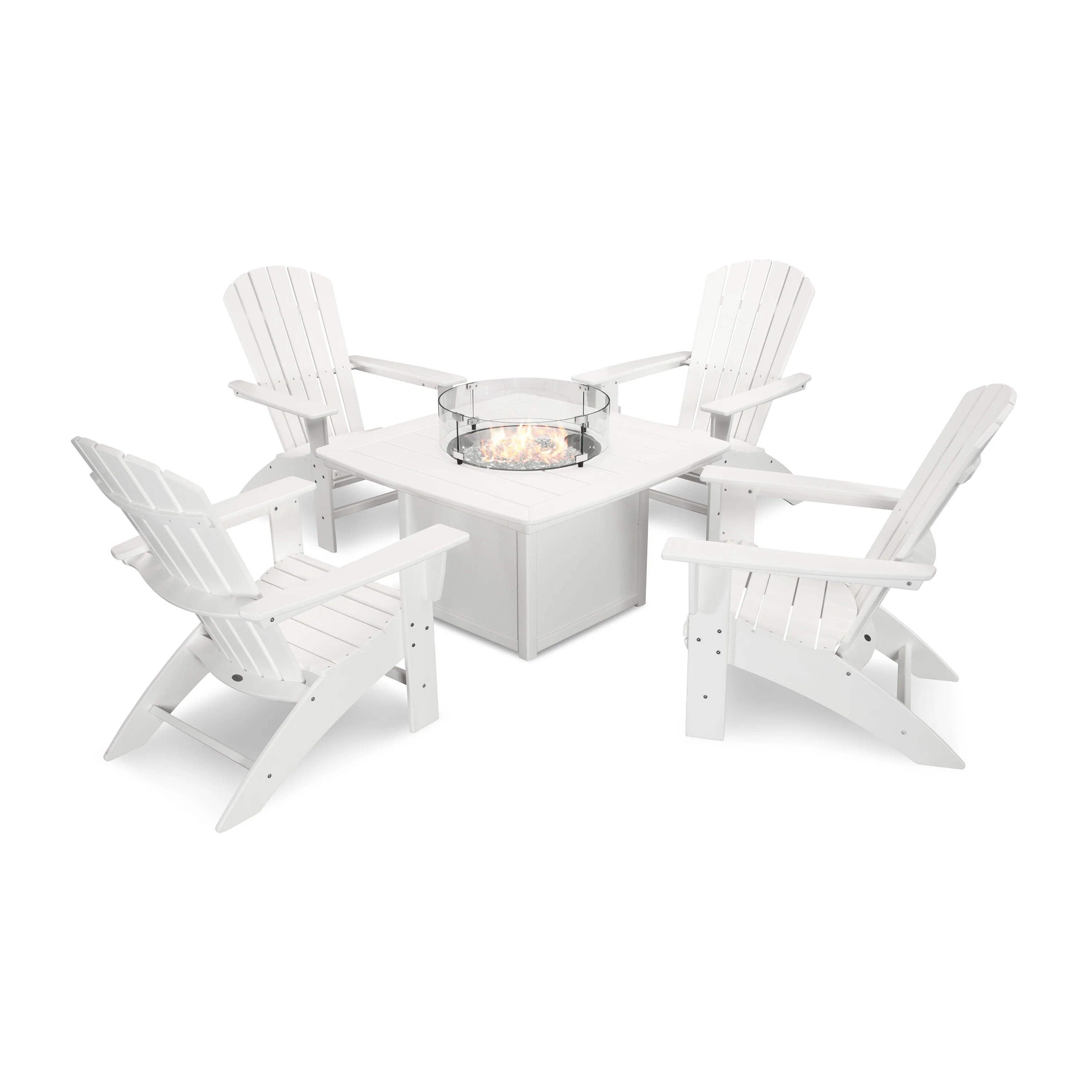 Nautical Curveback Adirondack 5-Piece Conversation Set with Fire Pit Table - Image 13