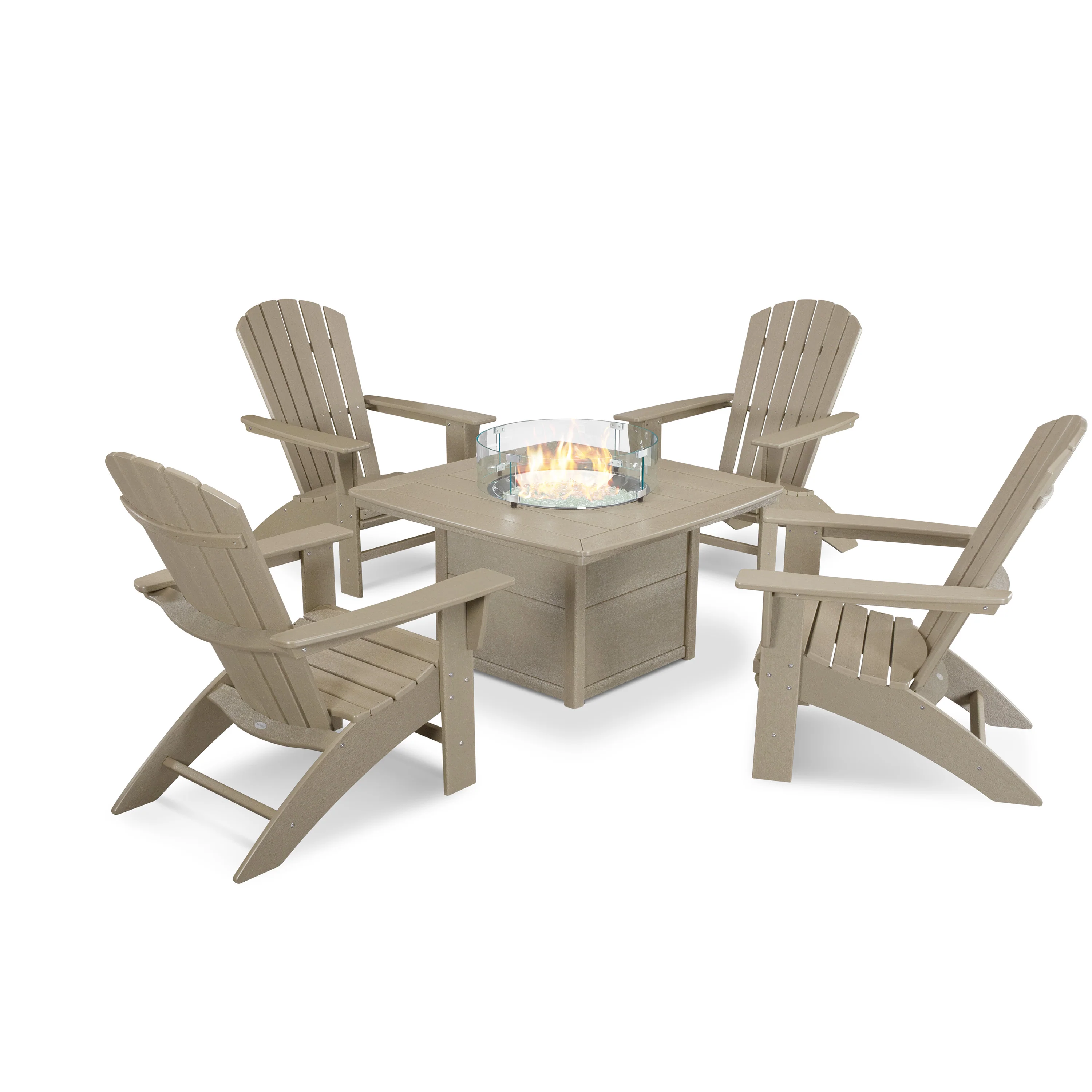 Nautical Curveback Adirondack 5-Piece Conversation Set with Fire Pit Table - Image 15
