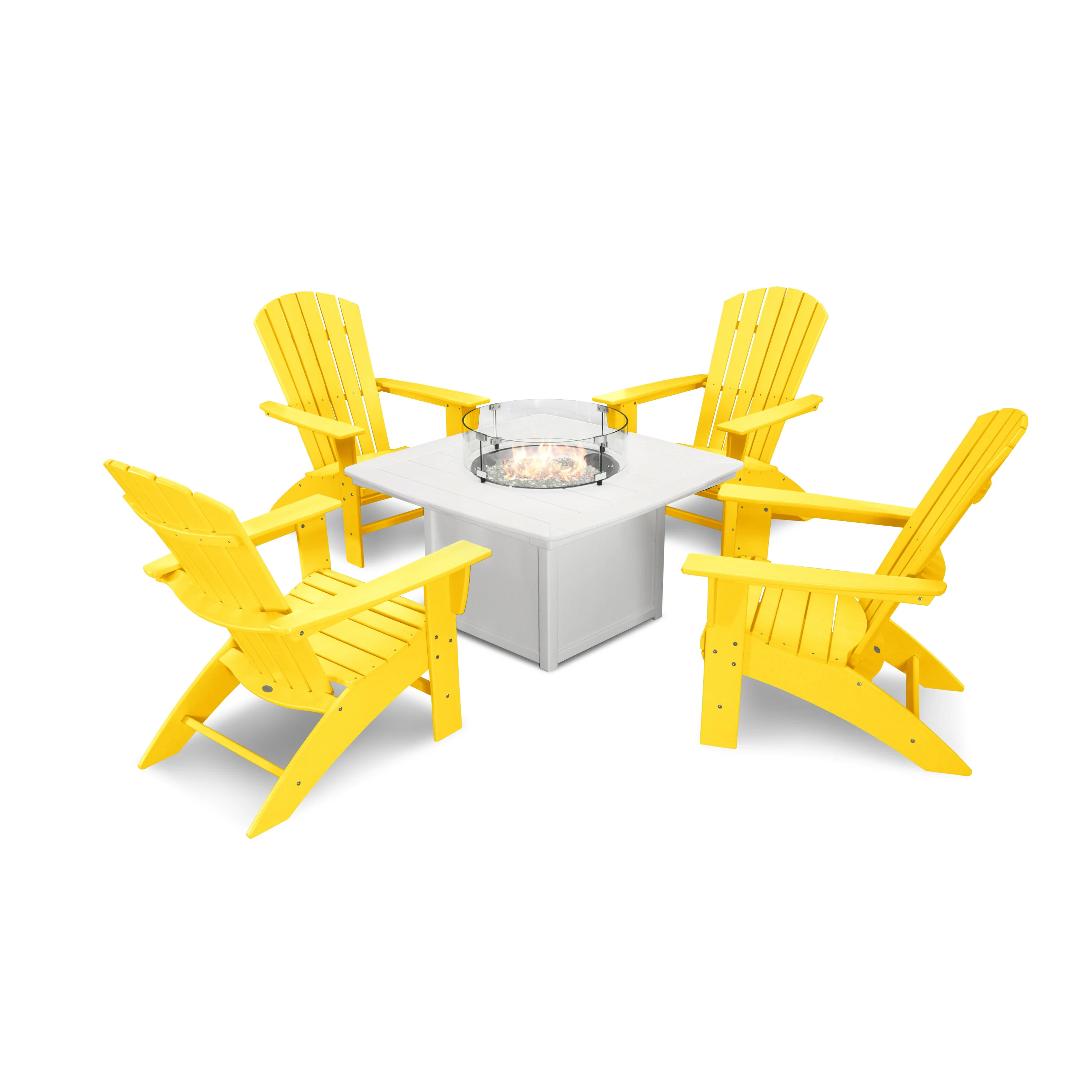Nautical Curveback Adirondack 5-Piece Conversation Set with Fire Pit Table - Image 17