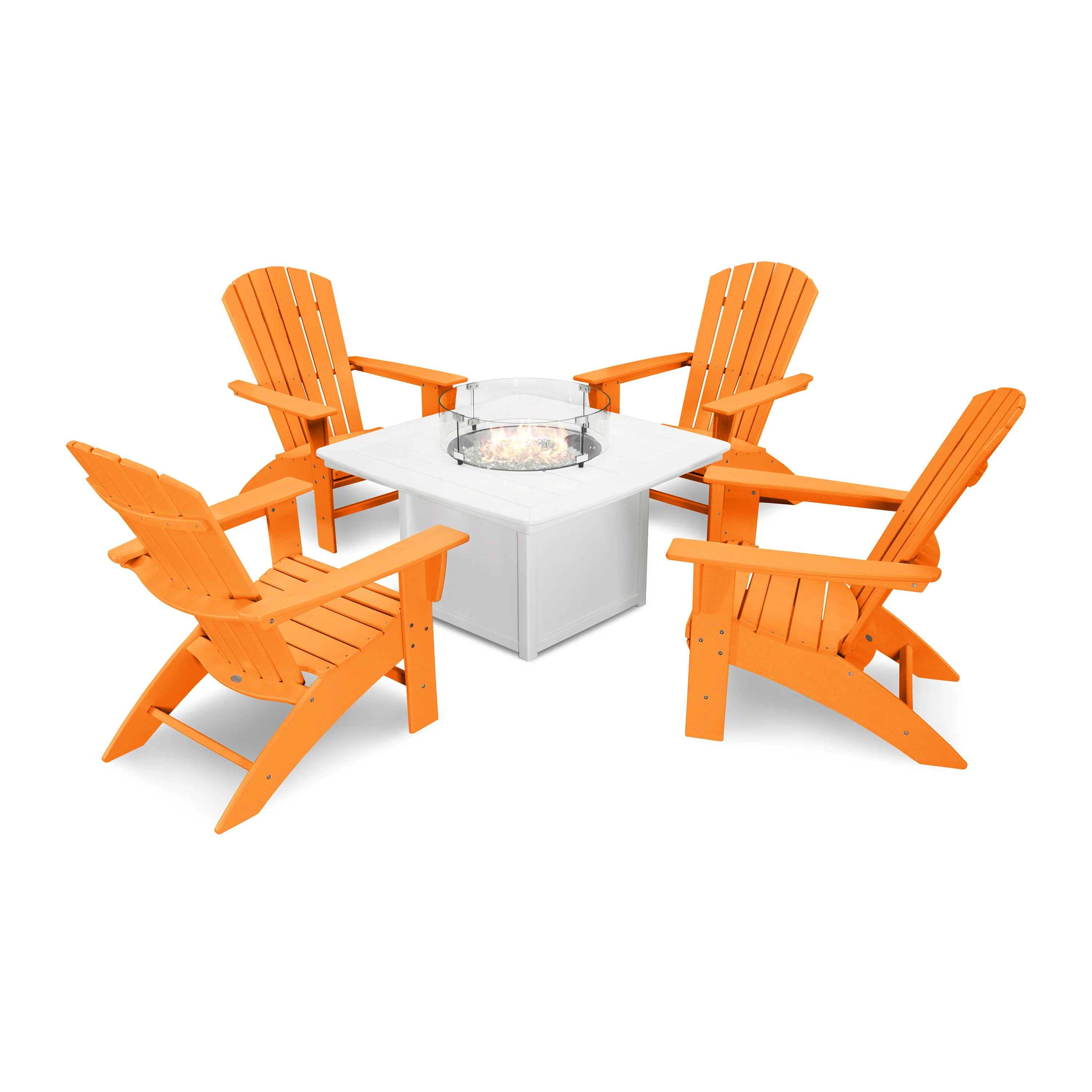 Nautical Curveback Adirondack 5-Piece Conversation Set with Fire Pit Table - Image 19