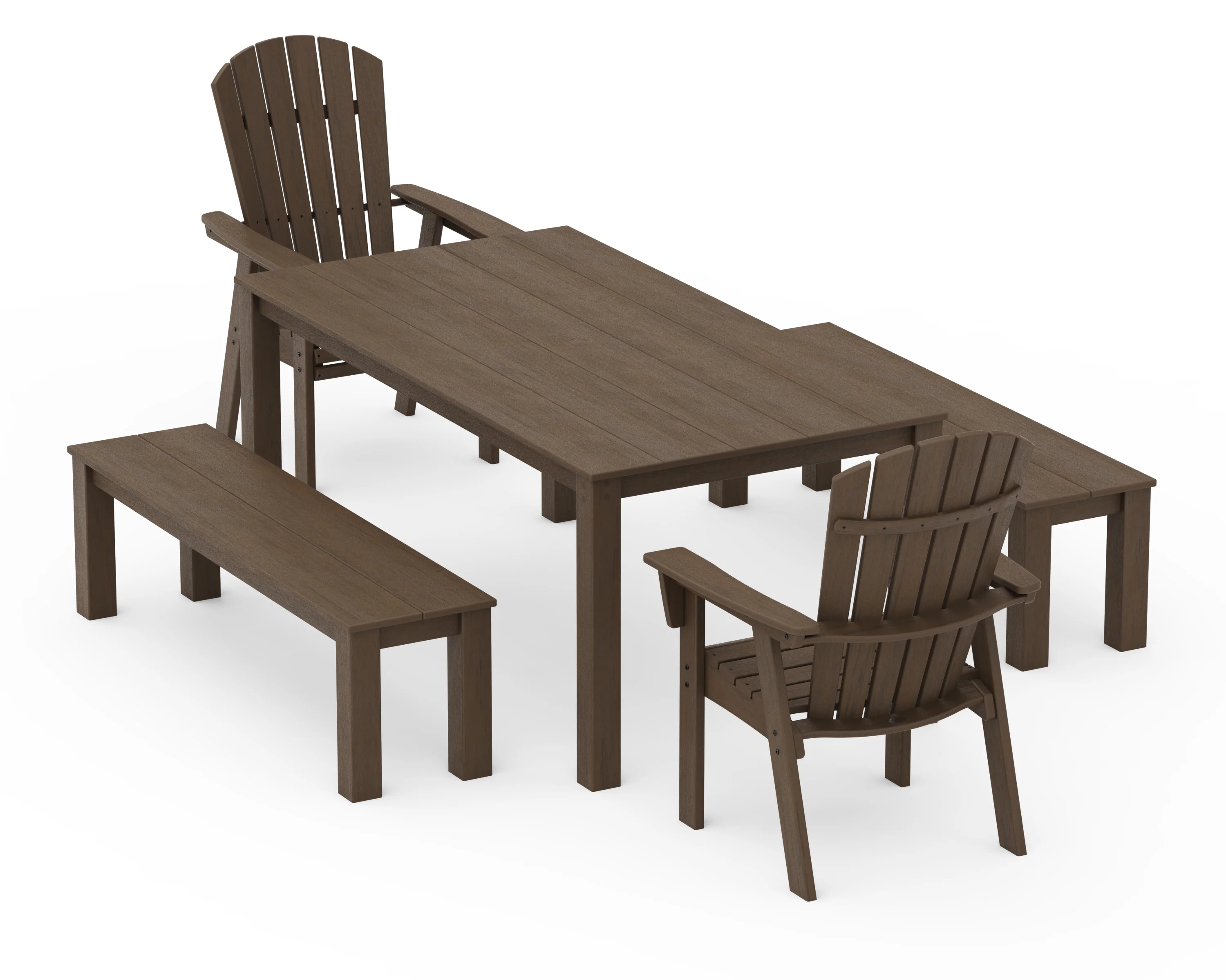 Nautical Curveback Adirondack 5-Piece Parsons Dining Set with Benches - Image 11