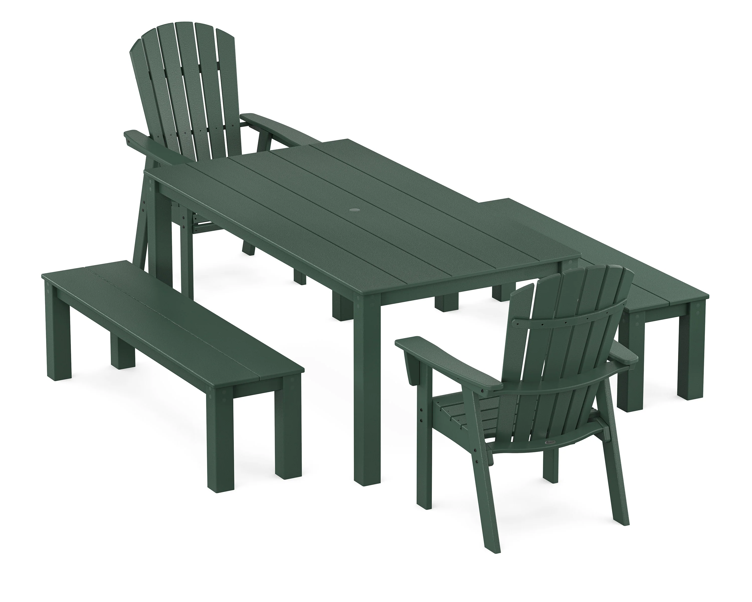 Nautical Curveback Adirondack 5-Piece Parsons Dining Set with Benches - Image 6