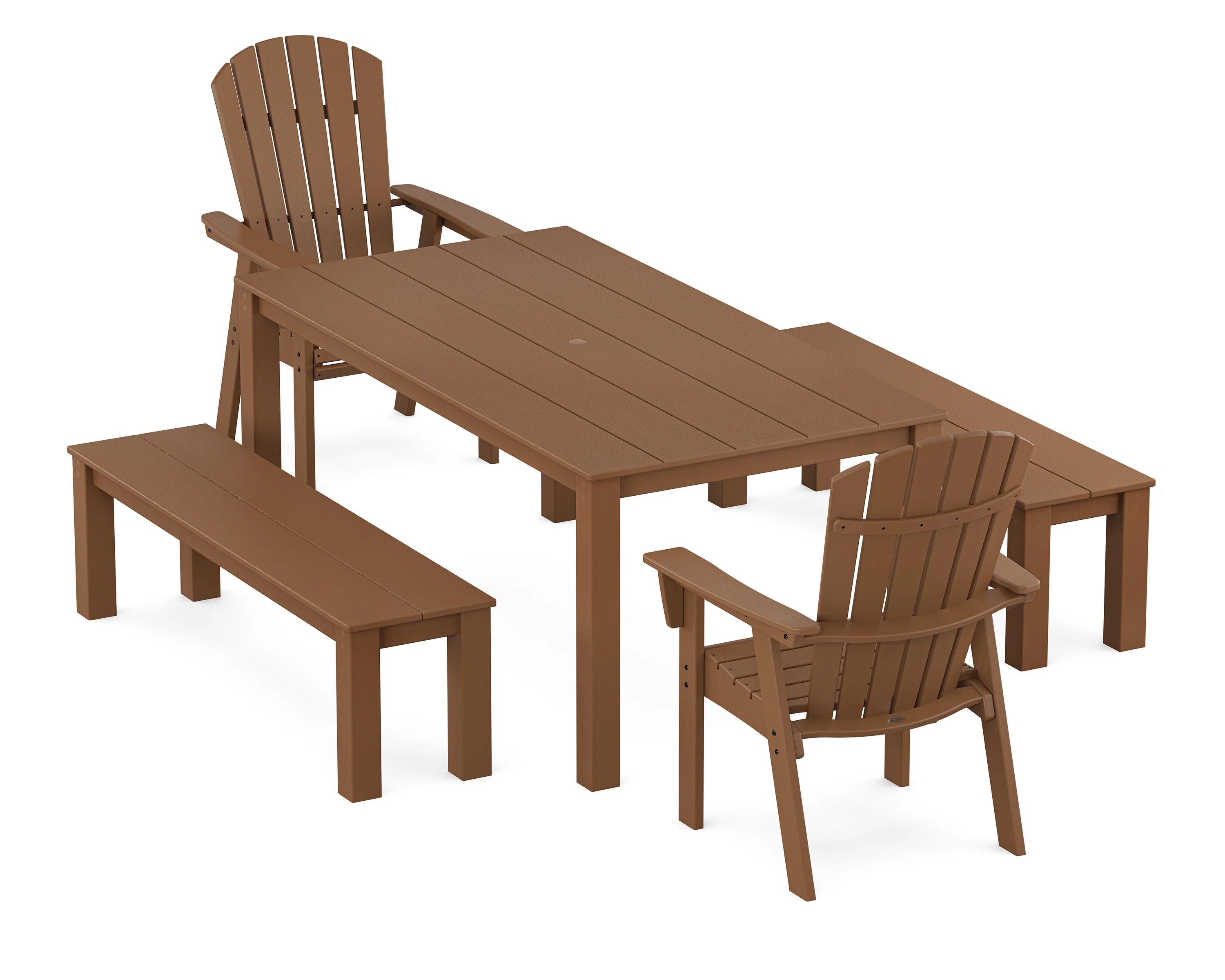 Nautical Curveback Adirondack 5-Piece Parsons Dining Set with Benches - Image 8