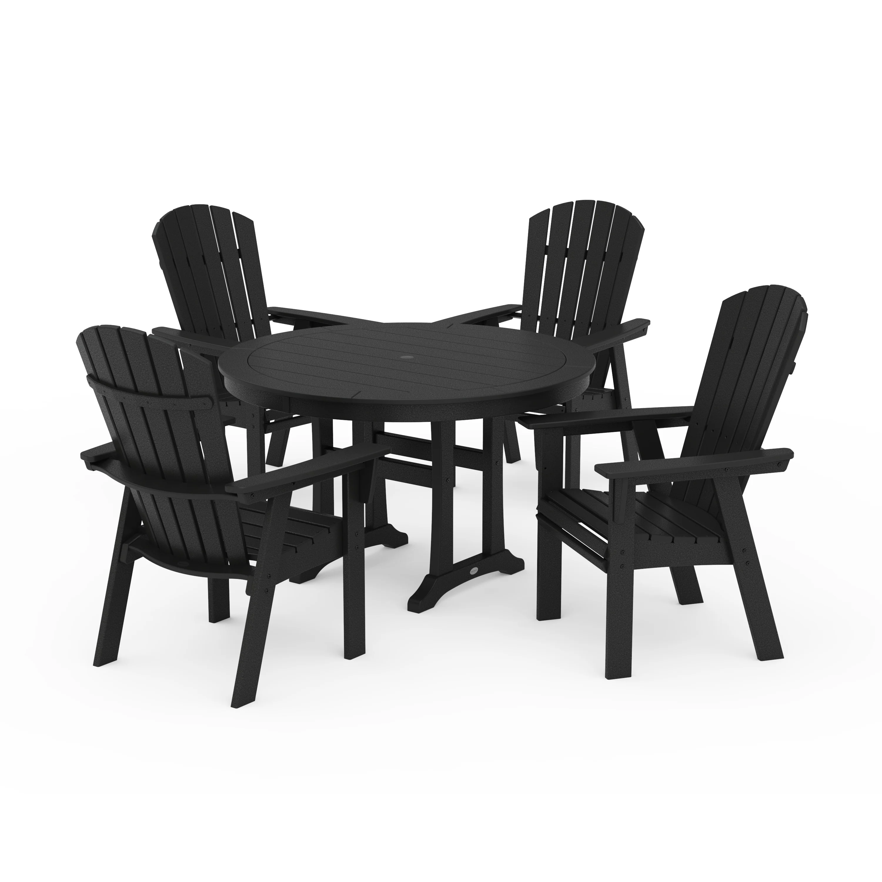 Nautical Curveback Adirondack 5-Piece Round Dining Set with Trestle Legs - Image 10