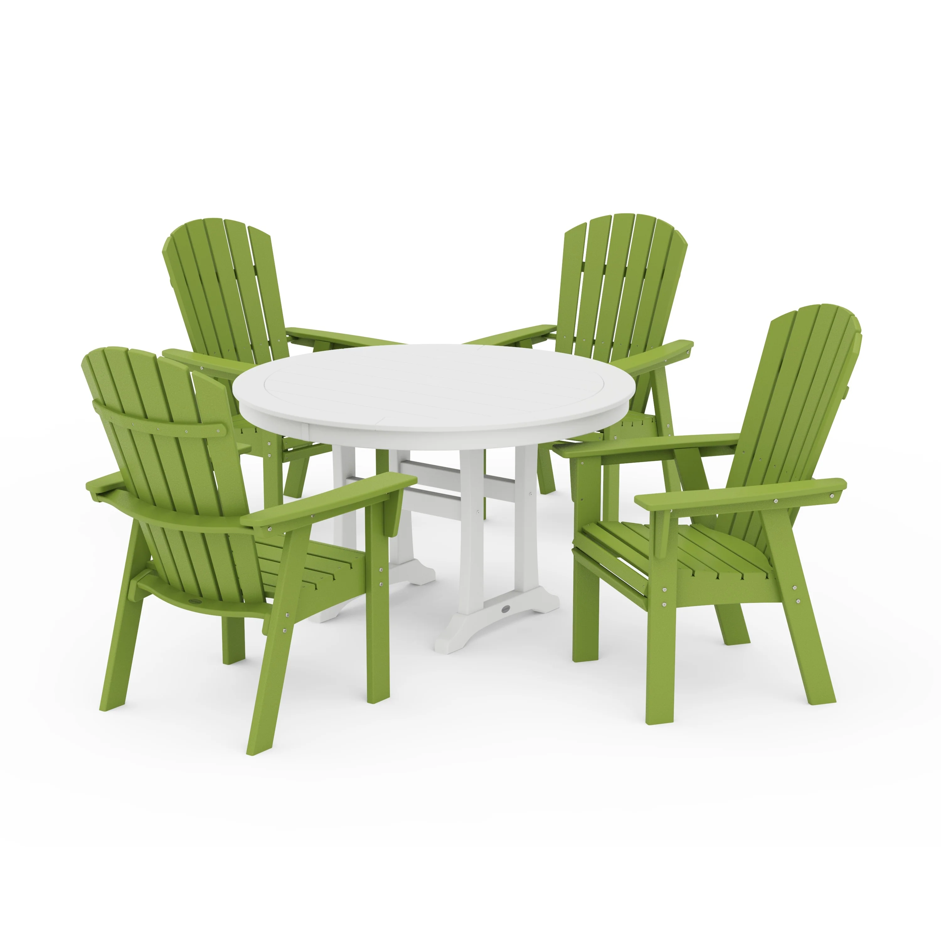 Nautical Curveback Adirondack 5-Piece Round Dining Set with Trestle Legs - Image 11