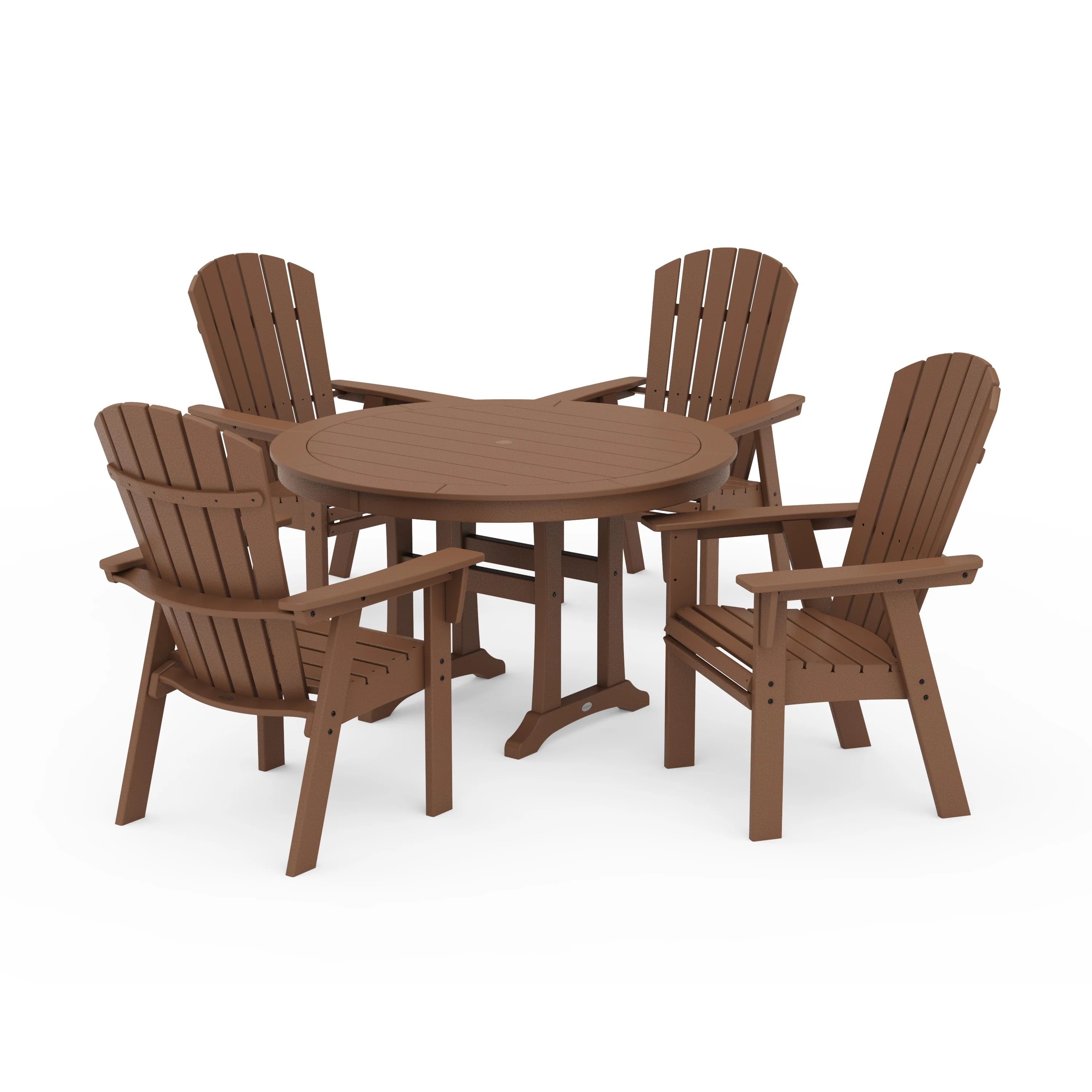 Nautical Curveback Adirondack 5-Piece Round Dining Set with Trestle Legs - Image 12
