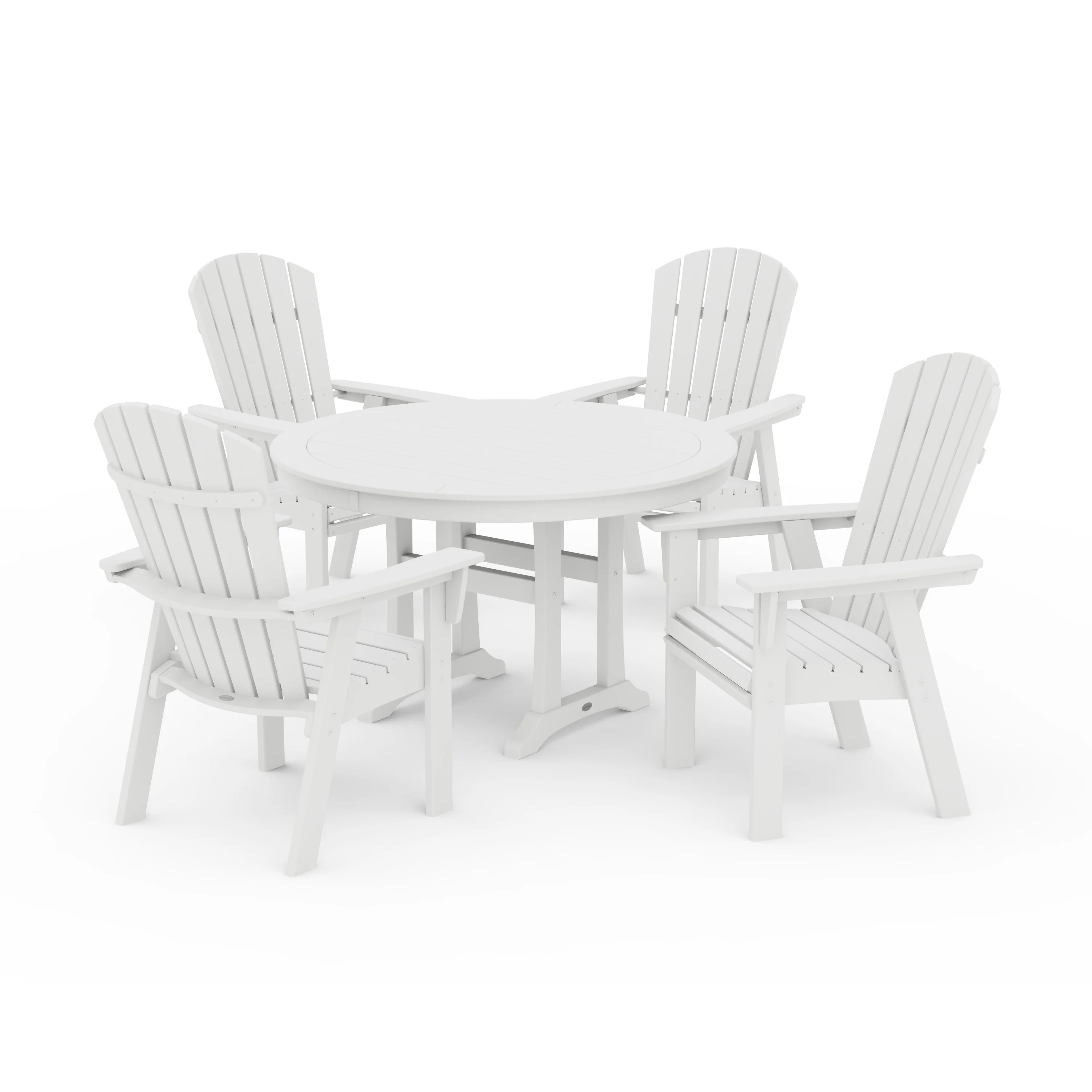 Nautical Curveback Adirondack 5-Piece Round Dining Set with Trestle Legs - Image 13