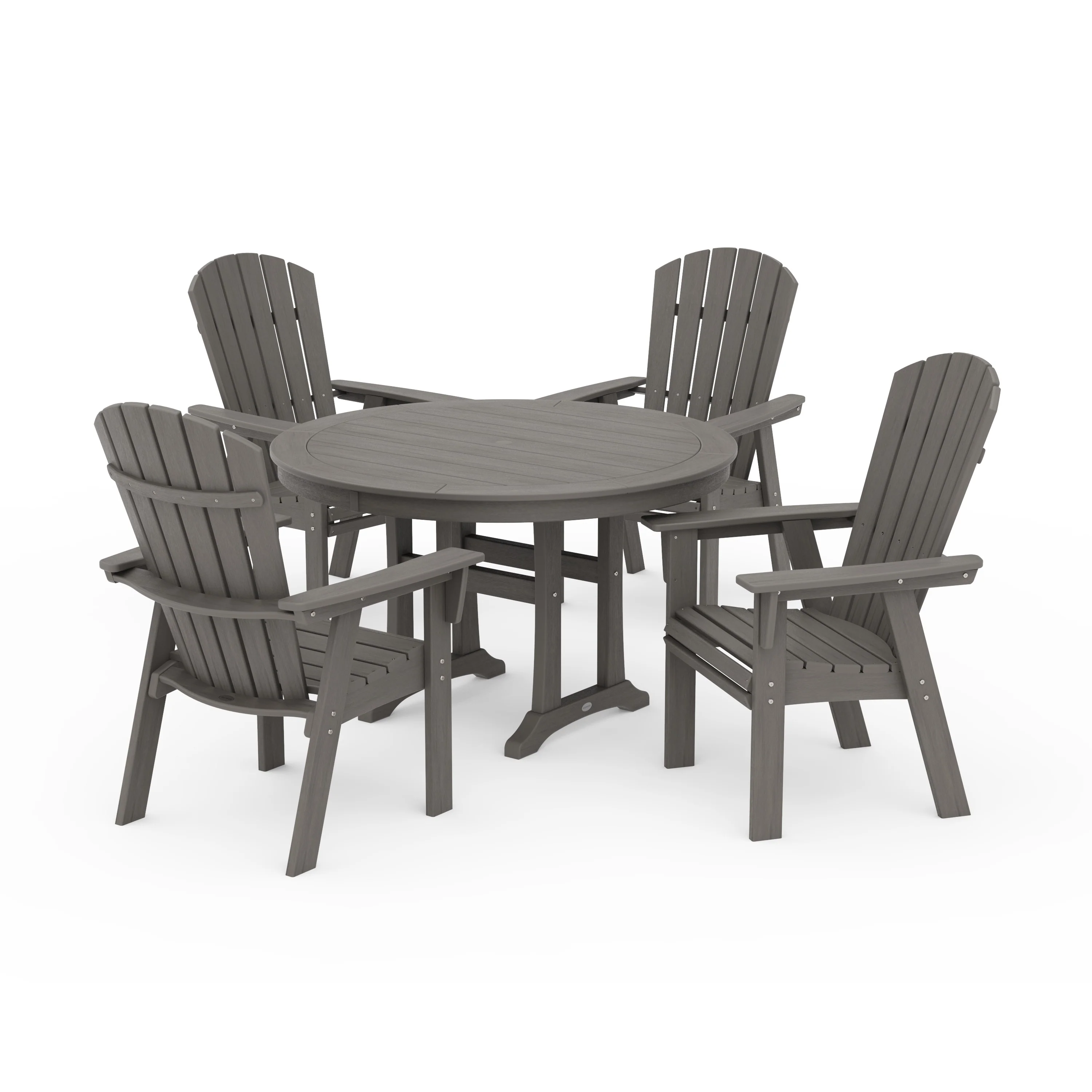 Nautical Curveback Adirondack 5-Piece Round Dining Set with Trestle Legs - Image 14