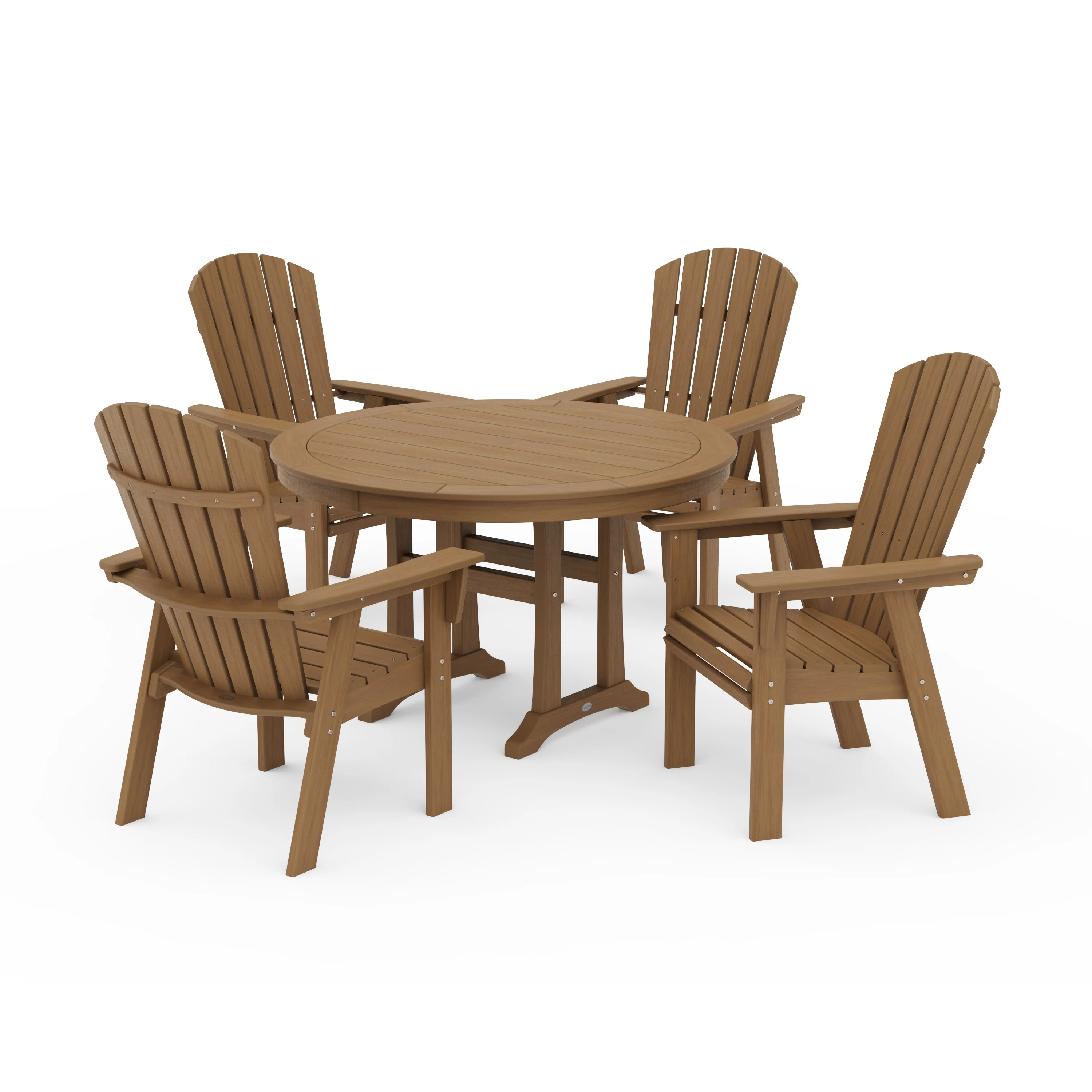 Nautical Curveback Adirondack 5-Piece Round Dining Set with Trestle Legs - Image 15