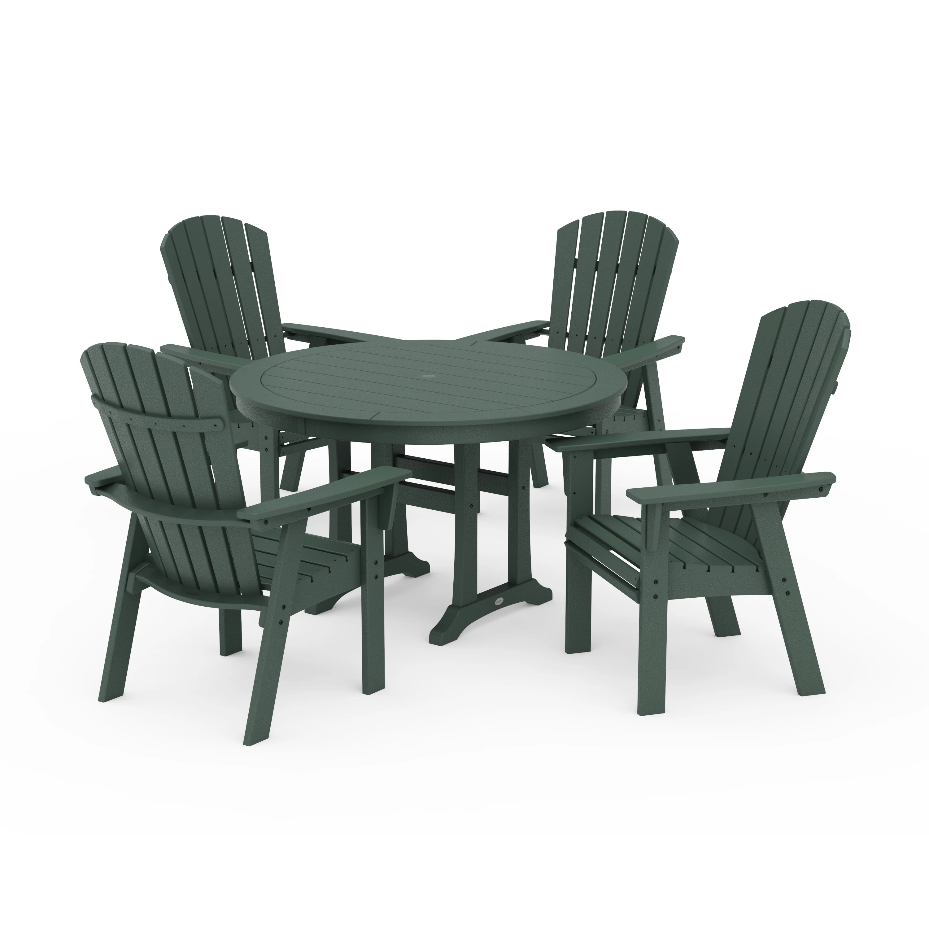 Nautical Curveback Adirondack 5-Piece Round Dining Set with Trestle Legs - Image 16