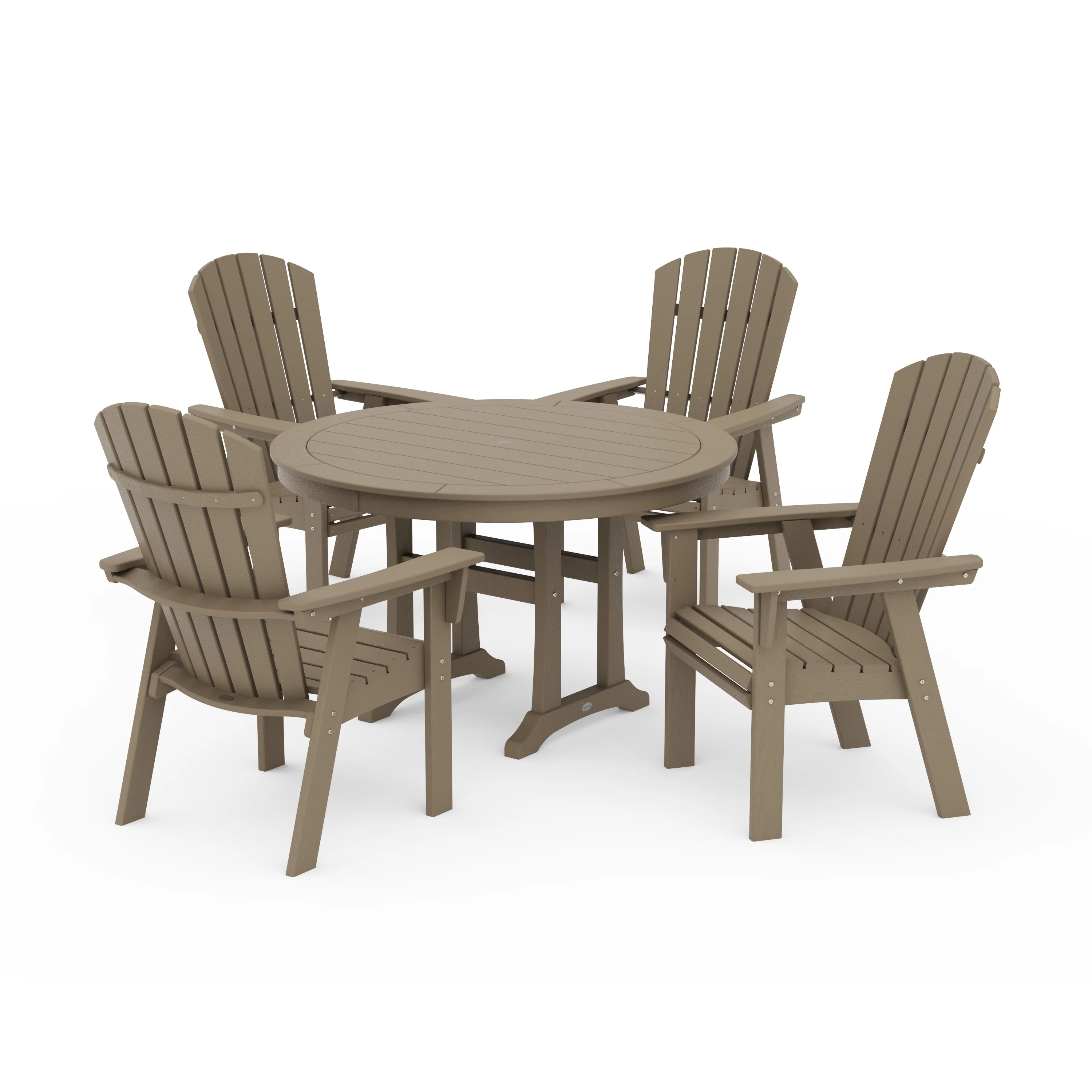 Nautical Curveback Adirondack 5-Piece Round Dining Set with Trestle Legs - Image 17