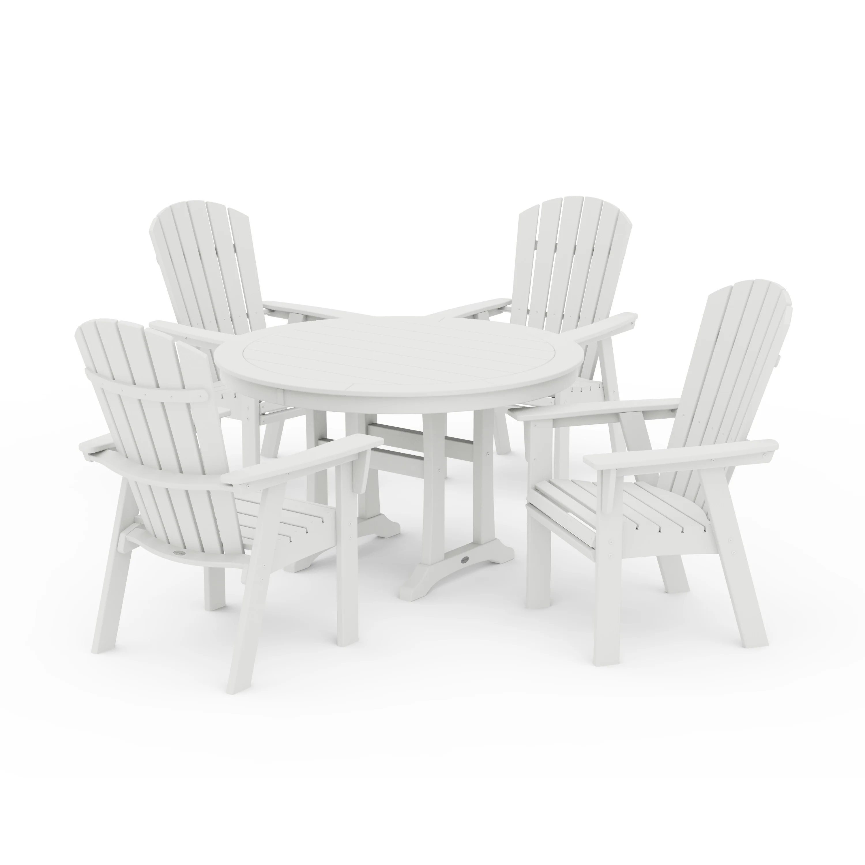 Nautical Curveback Adirondack 5-Piece Round Dining Set with Trestle Legs - Image 19