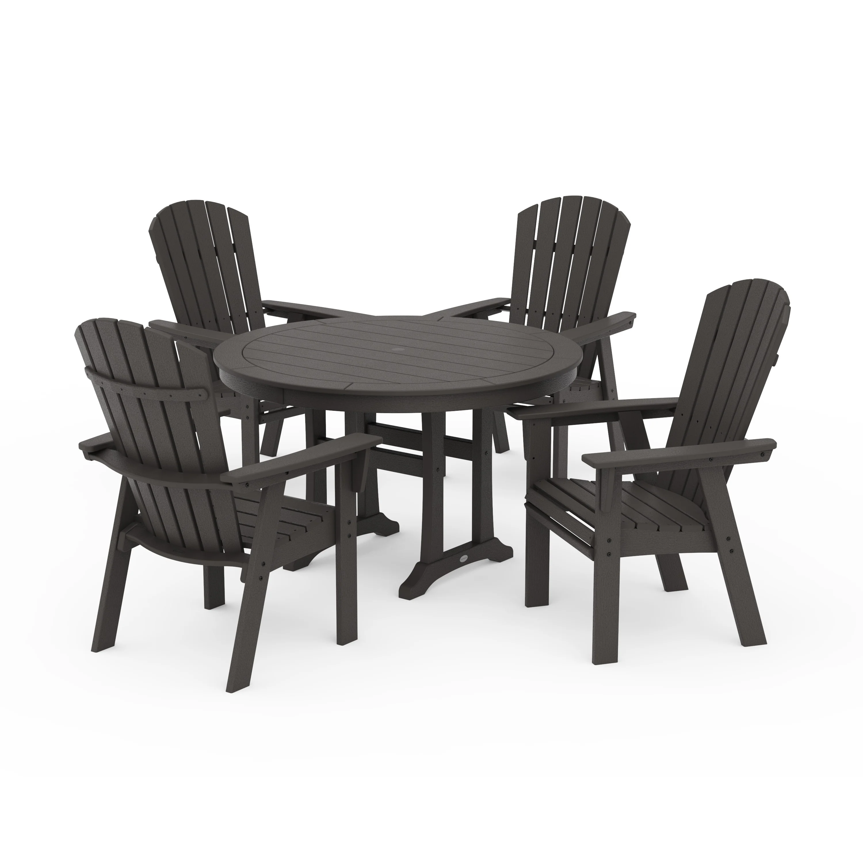 Nautical Curveback Adirondack 5-Piece Round Dining Set with Trestle Legs - Image 20