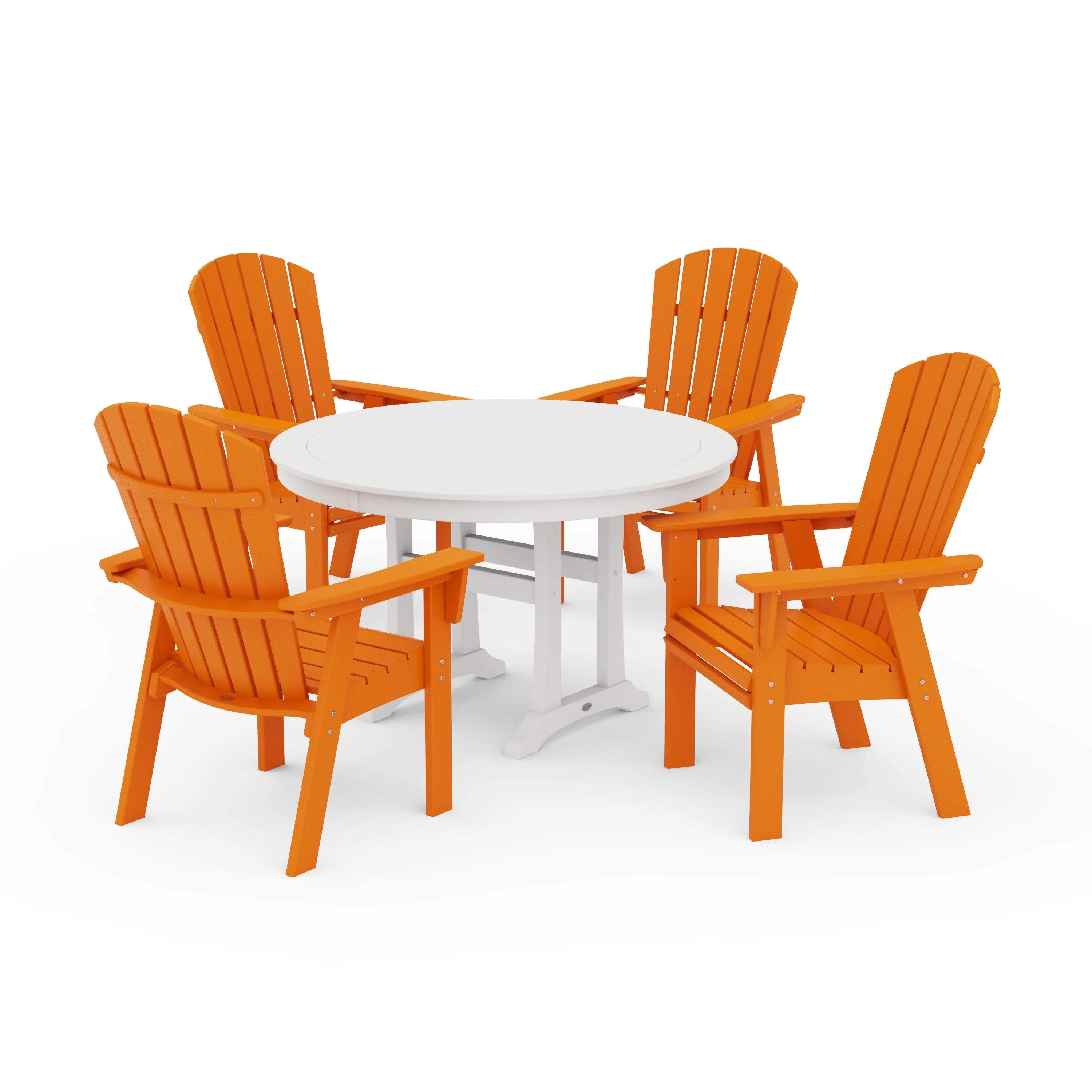 Nautical Curveback Adirondack 5-Piece Round Dining Set with Trestle Legs - Image 21