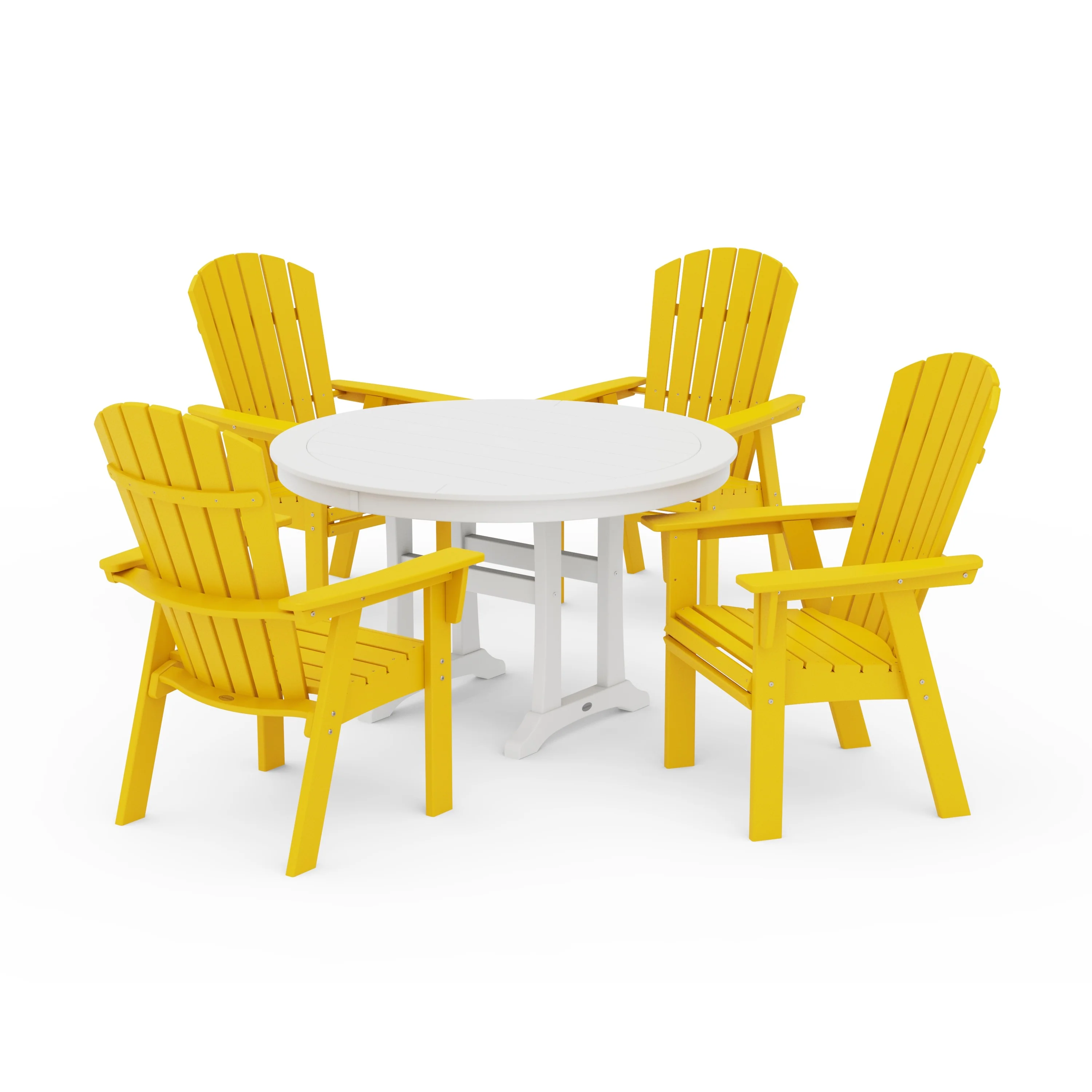 Nautical Curveback Adirondack 5-Piece Round Dining Set with Trestle Legs - Image 22