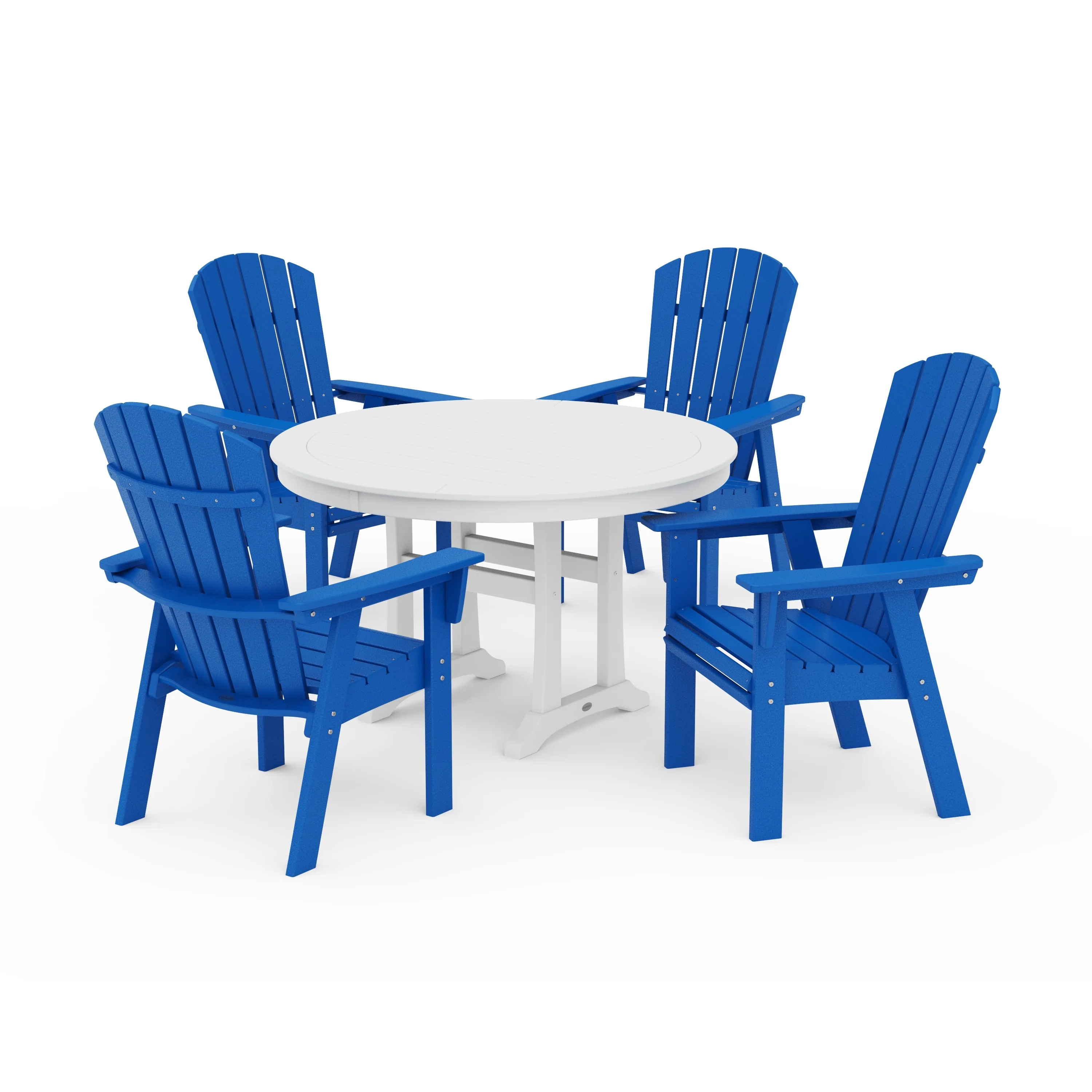 Nautical Curveback Adirondack 5-Piece Round Dining Set with Trestle Legs - Image 4