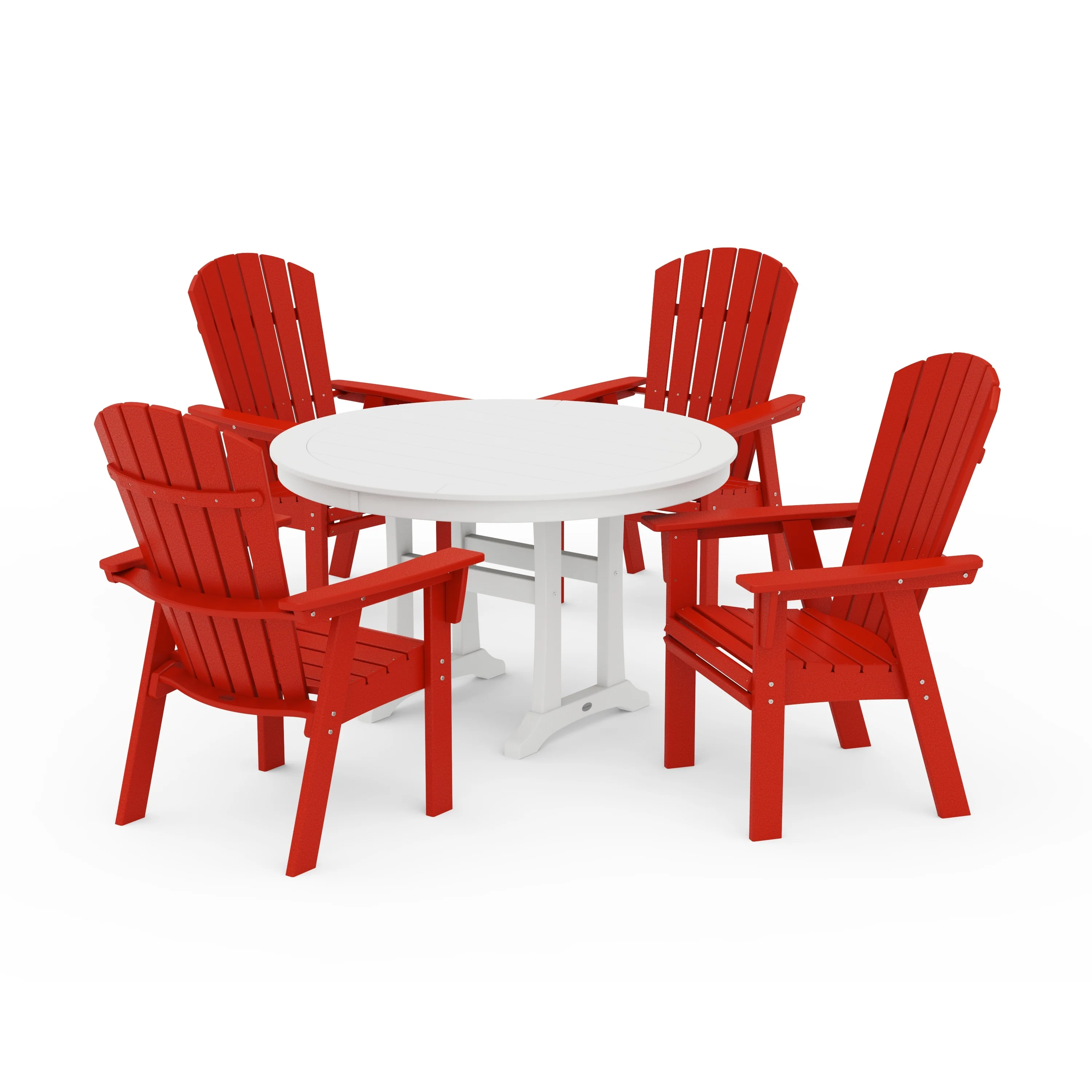 Nautical Curveback Adirondack 5-Piece Round Dining Set with Trestle Legs - Image 7