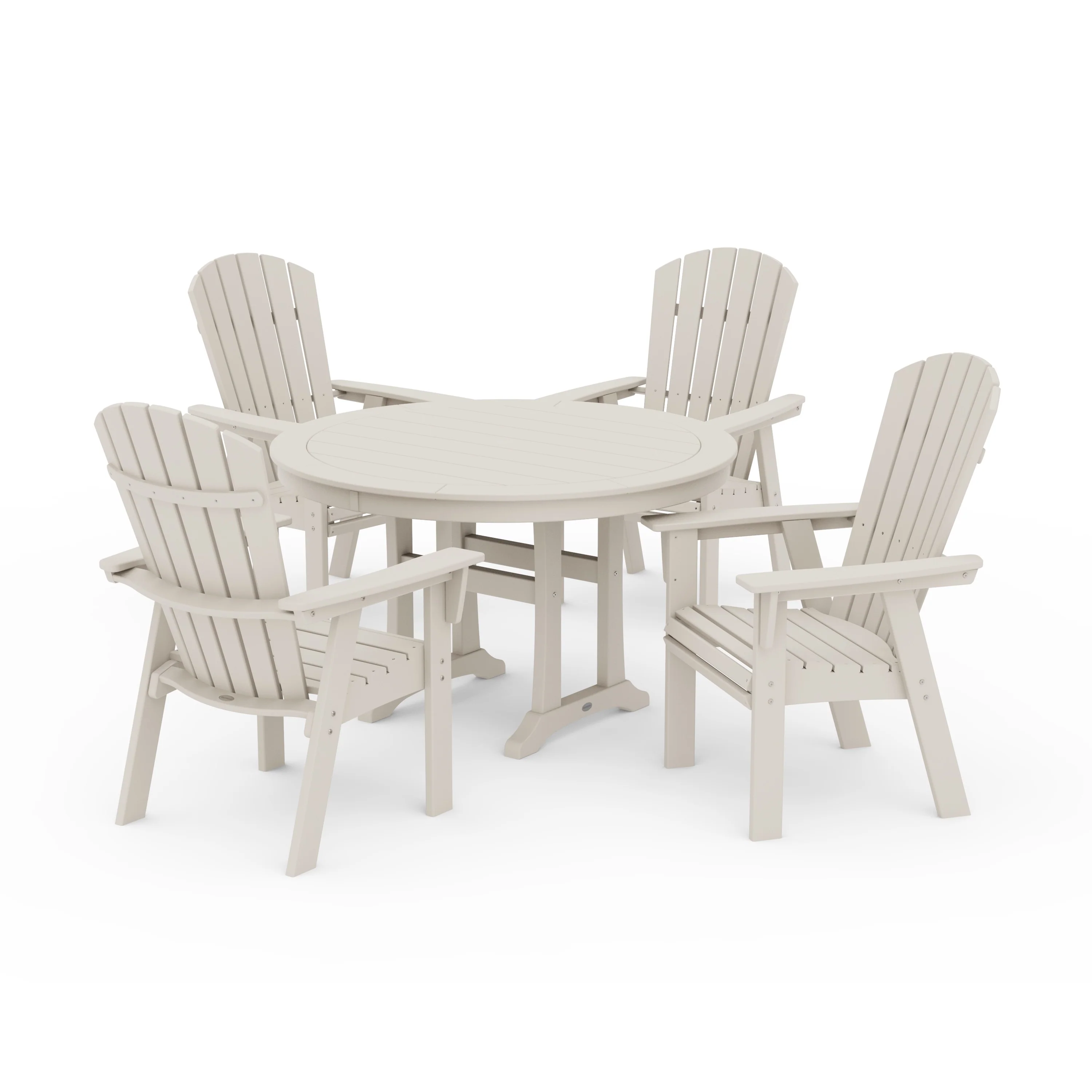 Nautical Curveback Adirondack 5-Piece Round Dining Set with Trestle Legs - Image 8