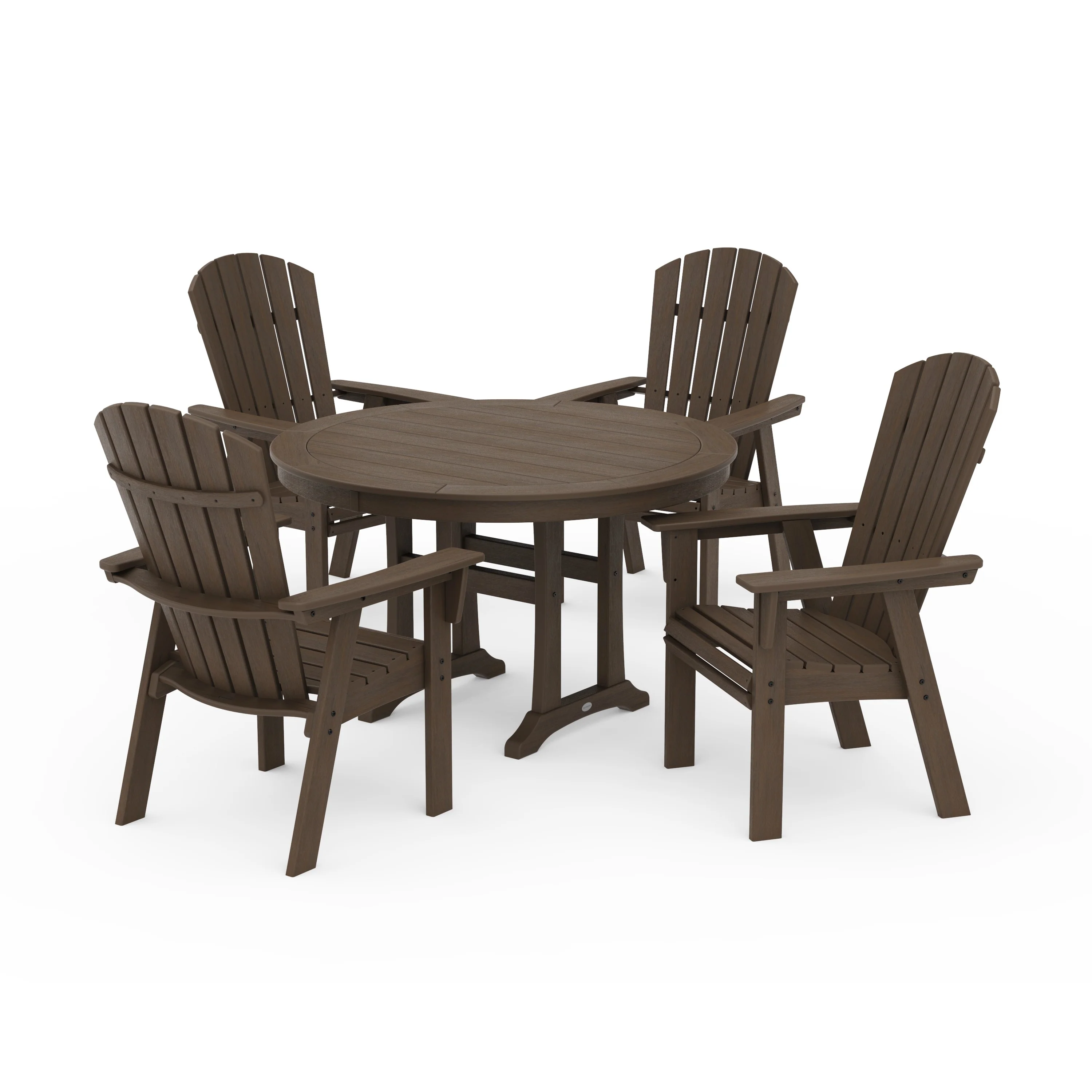 Nautical Curveback Adirondack 5-Piece Round Dining Set with Trestle Legs - Image 9