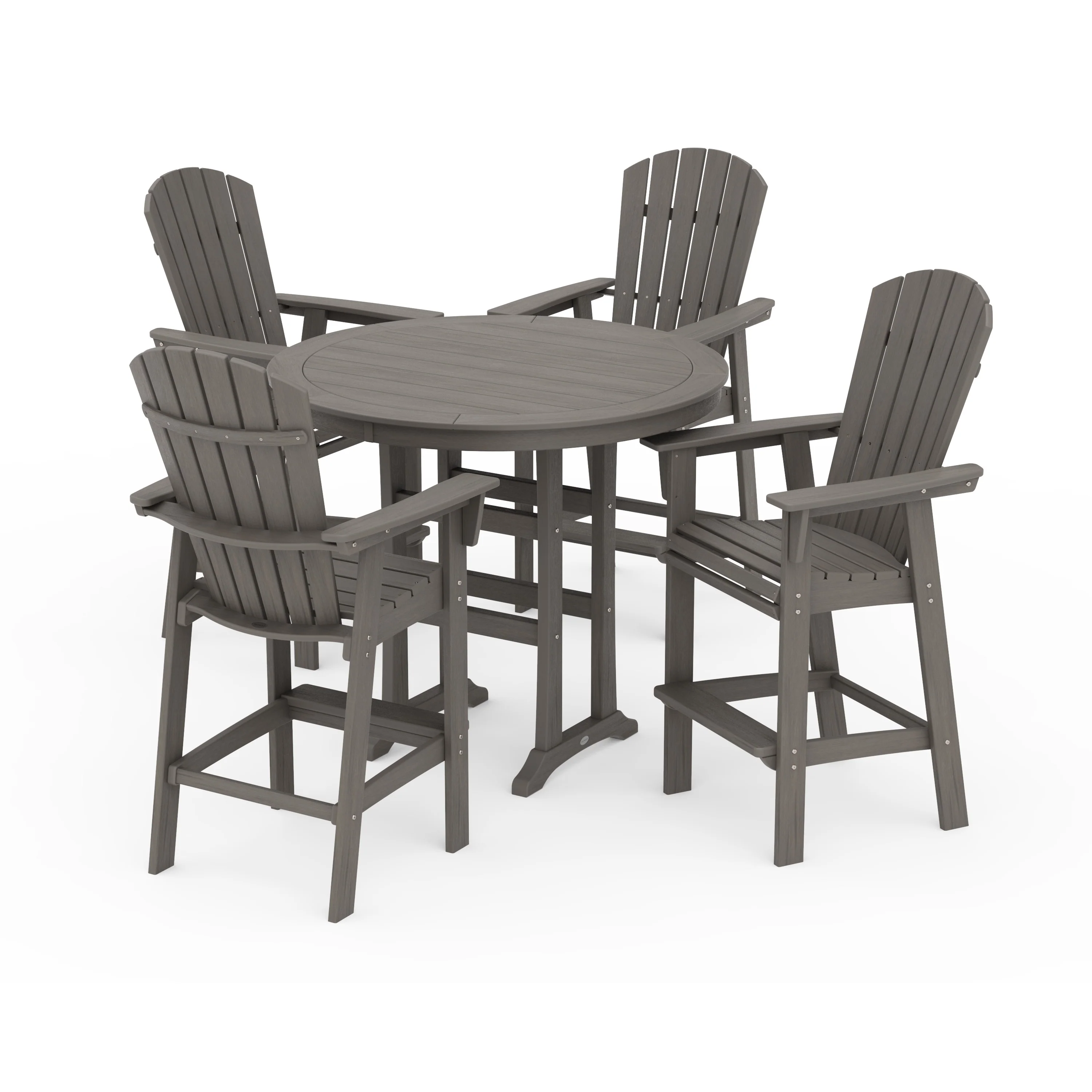 Nautical Curveback Adirondack 5-Piece Round Trestle Bar Set - Image 25