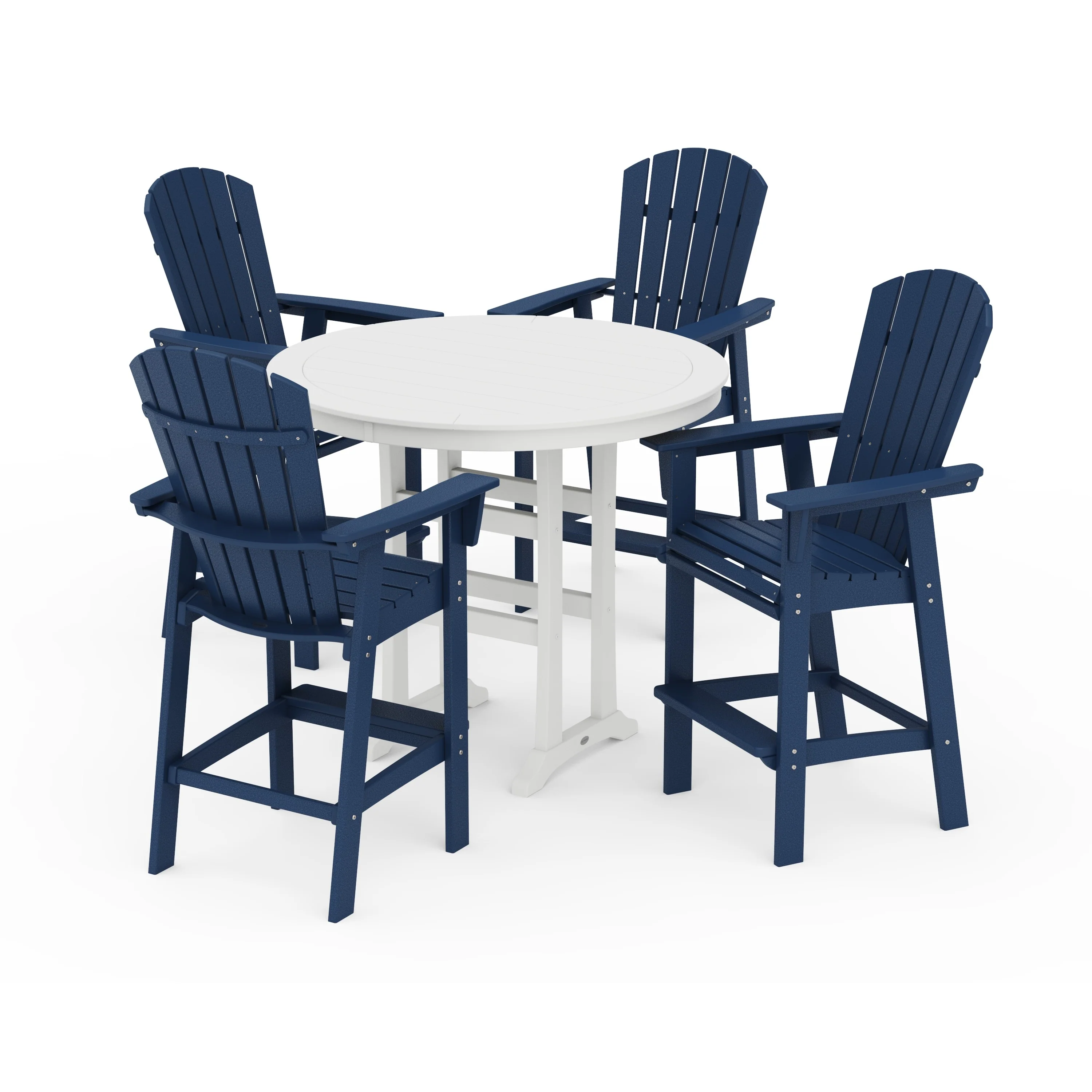 Nautical Curveback Adirondack 5-Piece Round Trestle Bar Set - Image 26