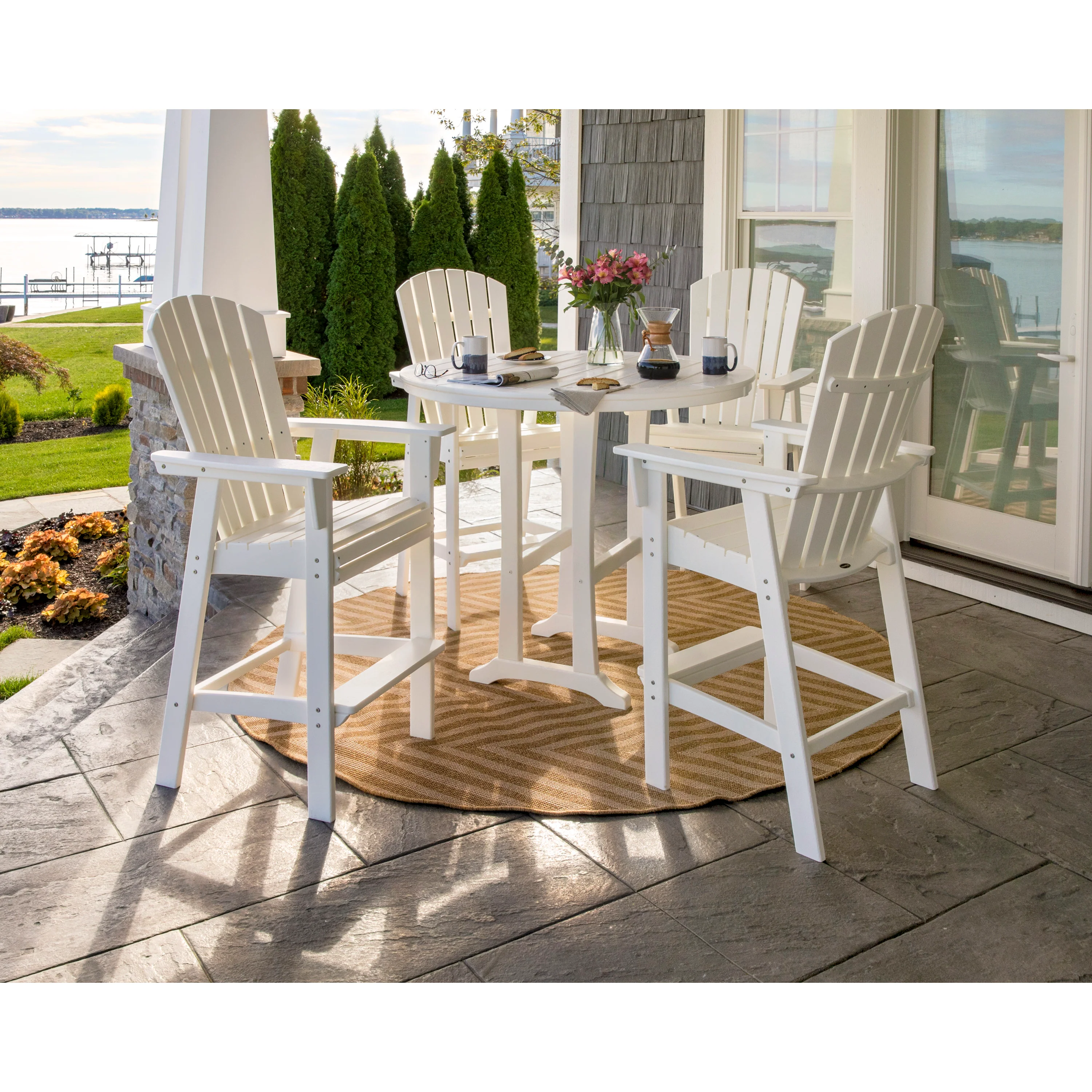 Nautical Curveback Adirondack 5-Piece Round Trestle Bar Set - Image 3