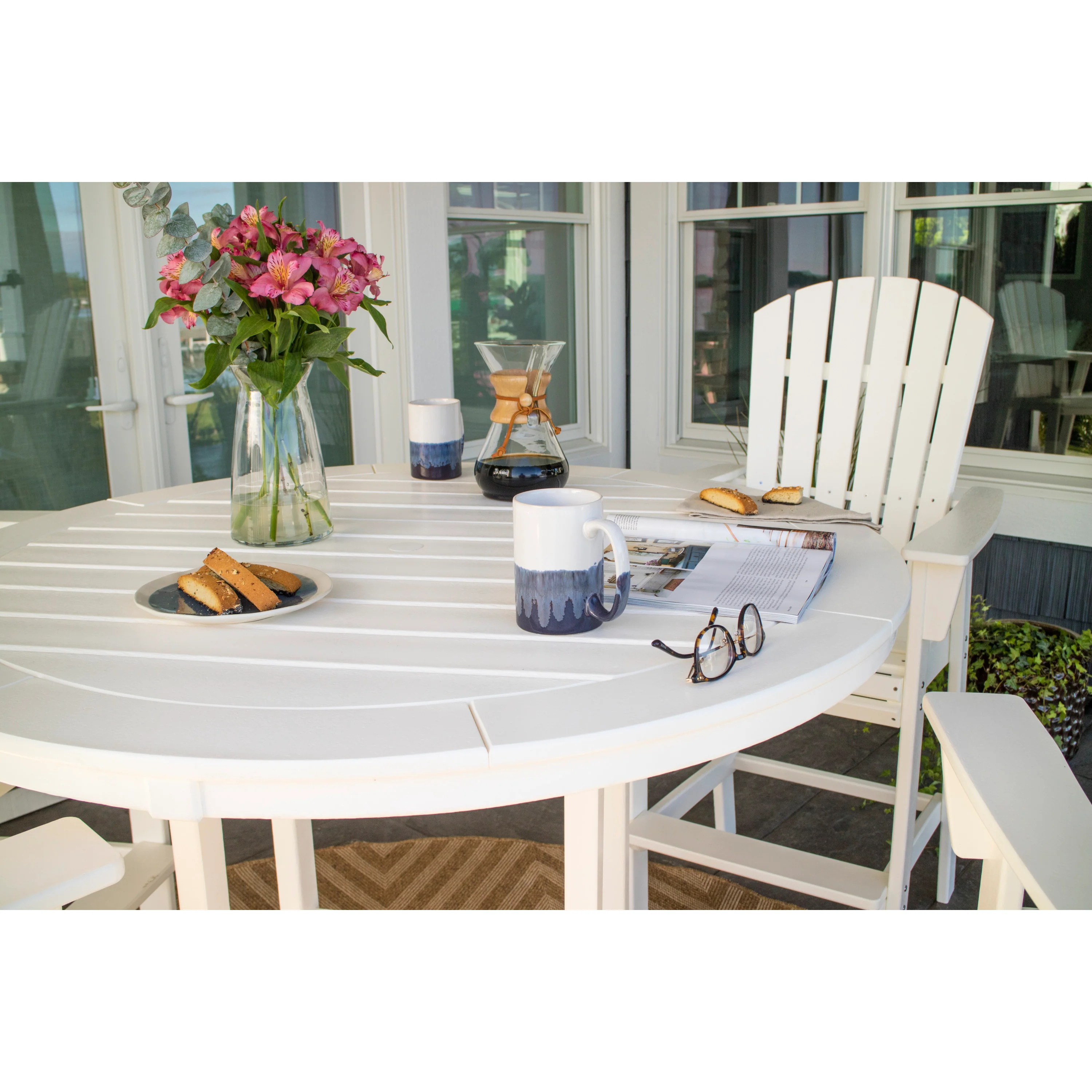 Nautical Curveback Adirondack 5-Piece Round Trestle Bar Set - Image 5