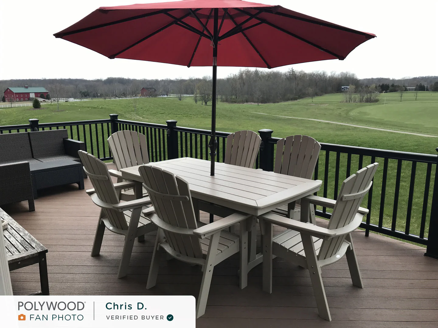 Nautical Curveback Adirondack 7-Piece Dining Set with Trestle Legs - Image 10