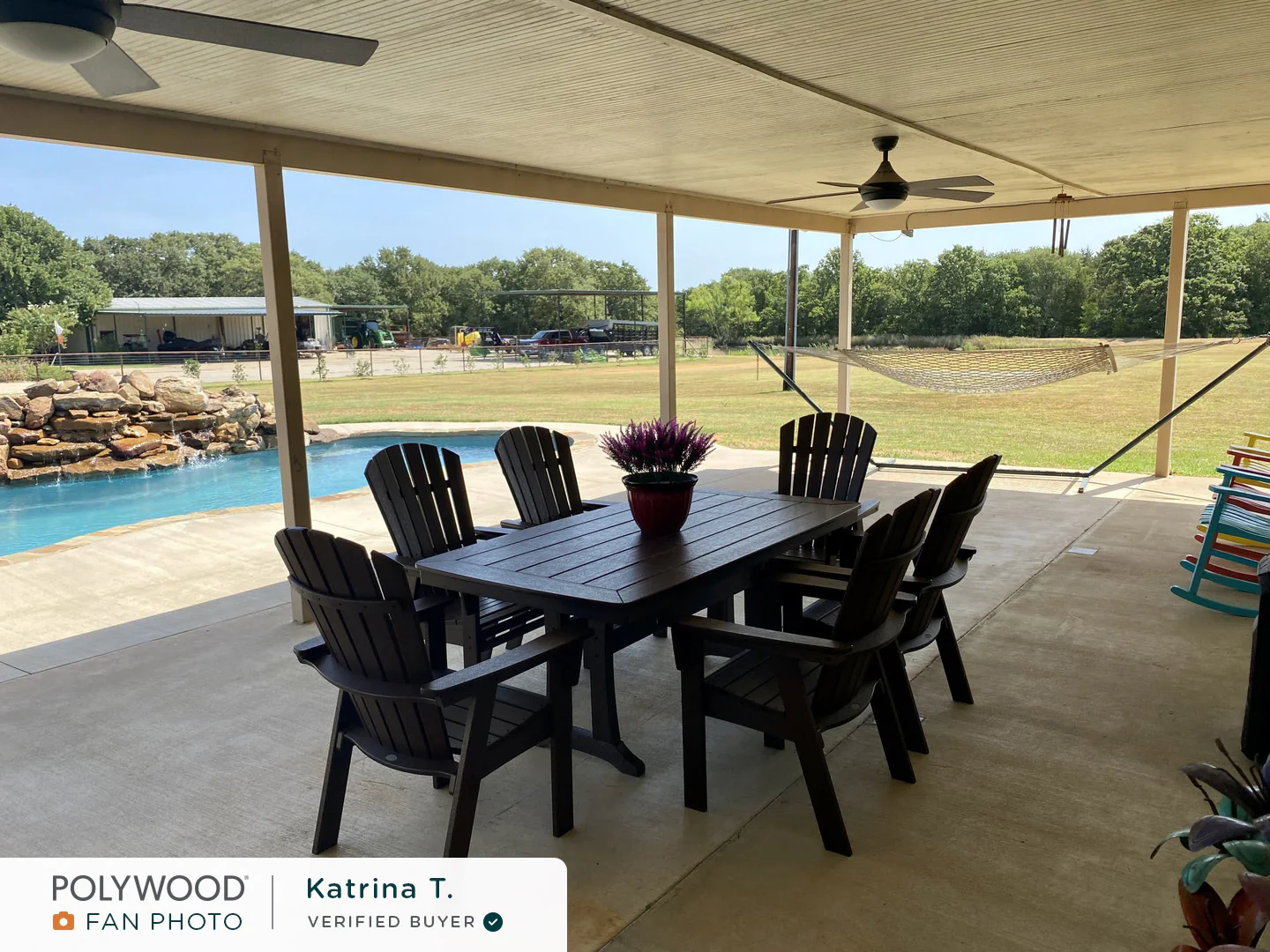 Nautical Curveback Adirondack 7-Piece Dining Set with Trestle Legs - Image 11