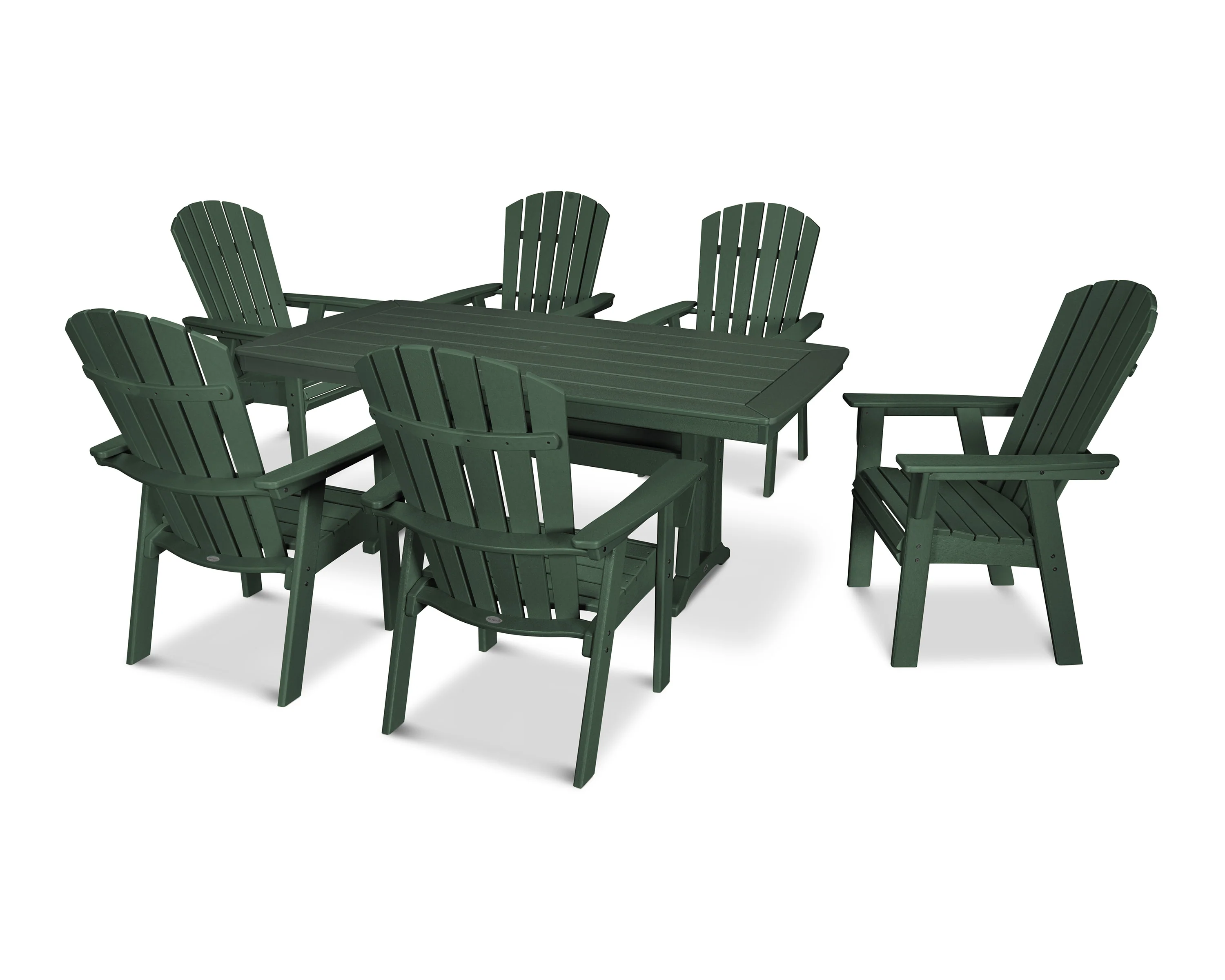 Nautical Curveback Adirondack 7-Piece Dining Set with Trestle Legs - Image 13
