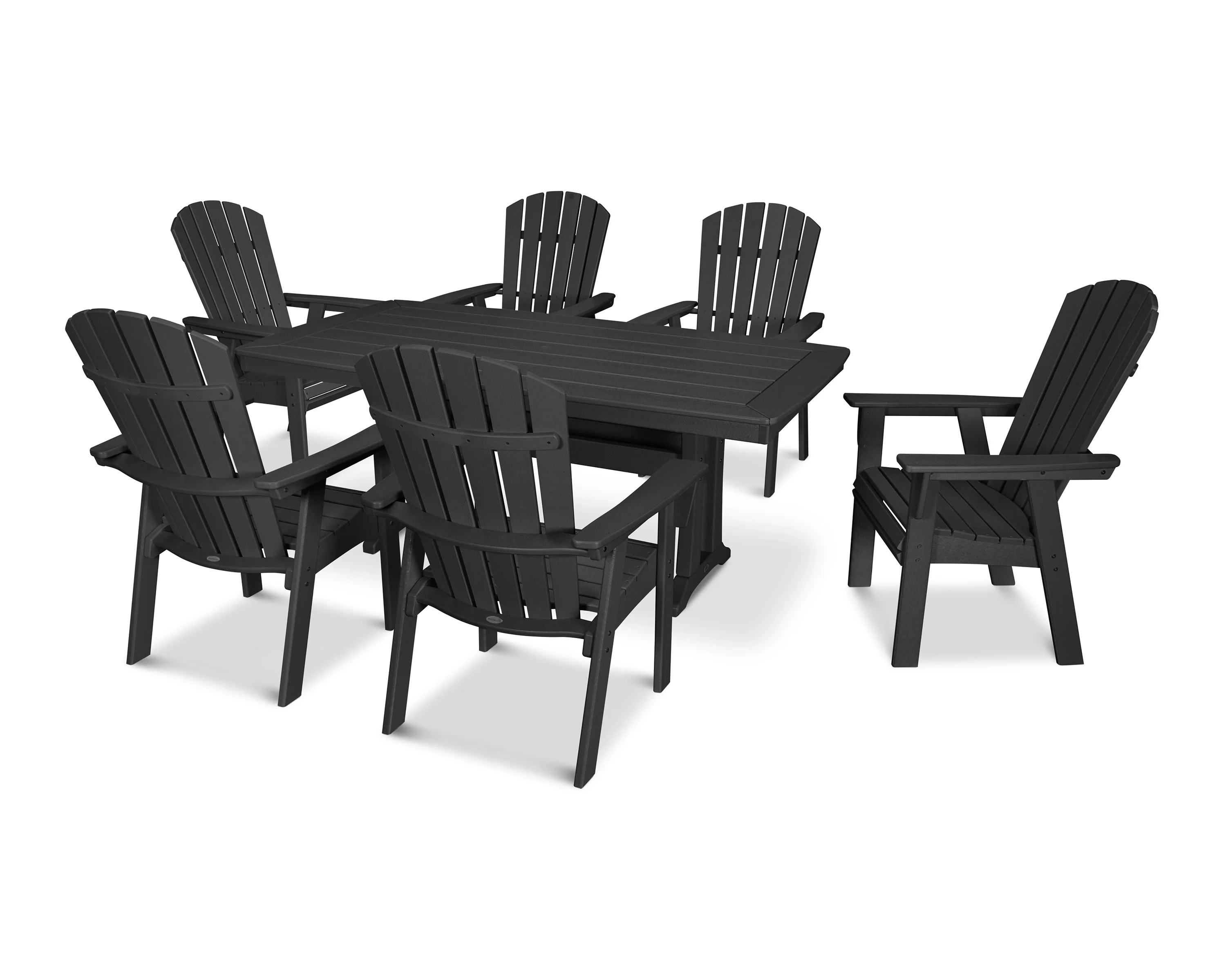 Nautical Curveback Adirondack 7-Piece Dining Set with Trestle Legs - Image 17