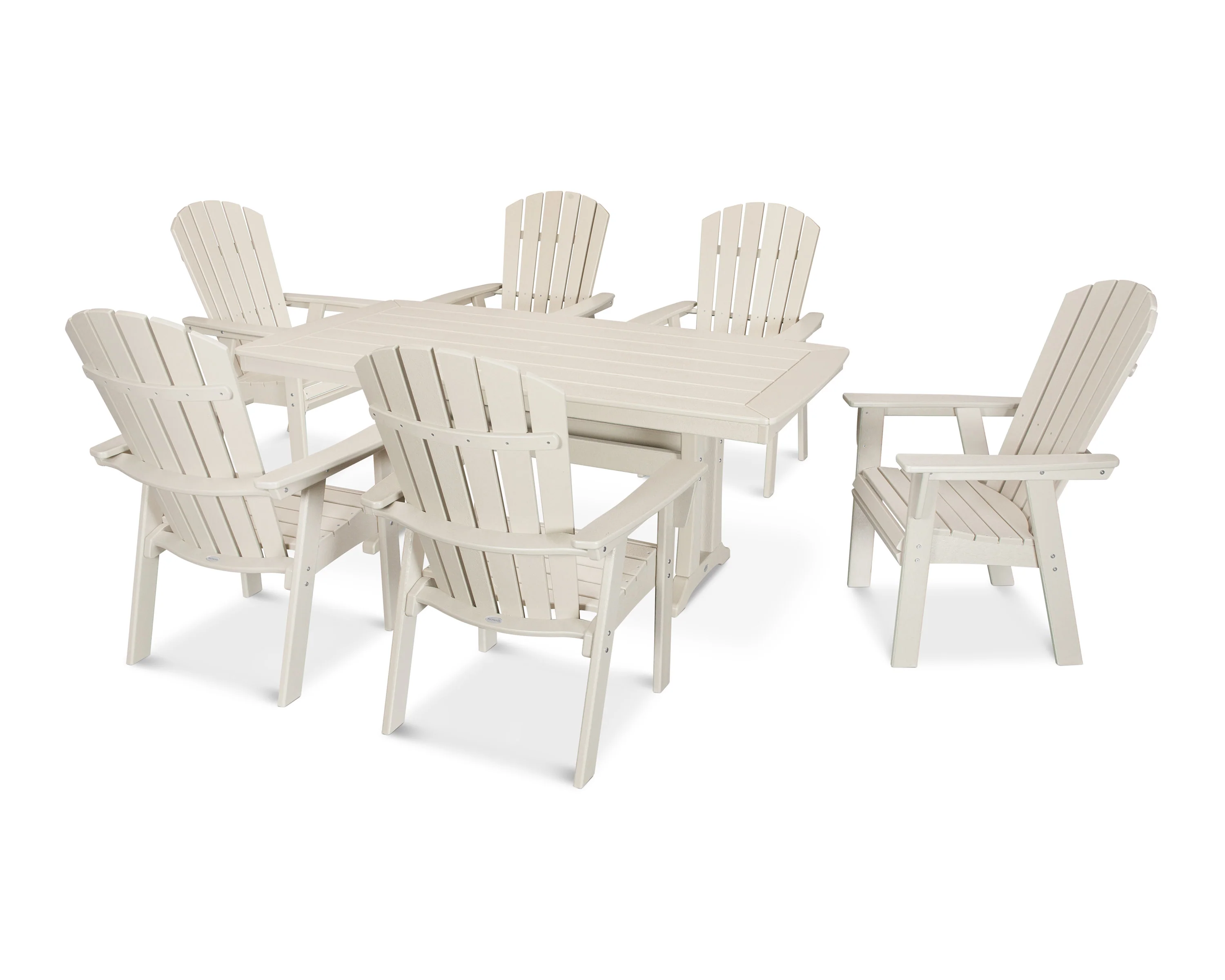 Nautical Curveback Adirondack 7-Piece Dining Set with Trestle Legs - Image 18