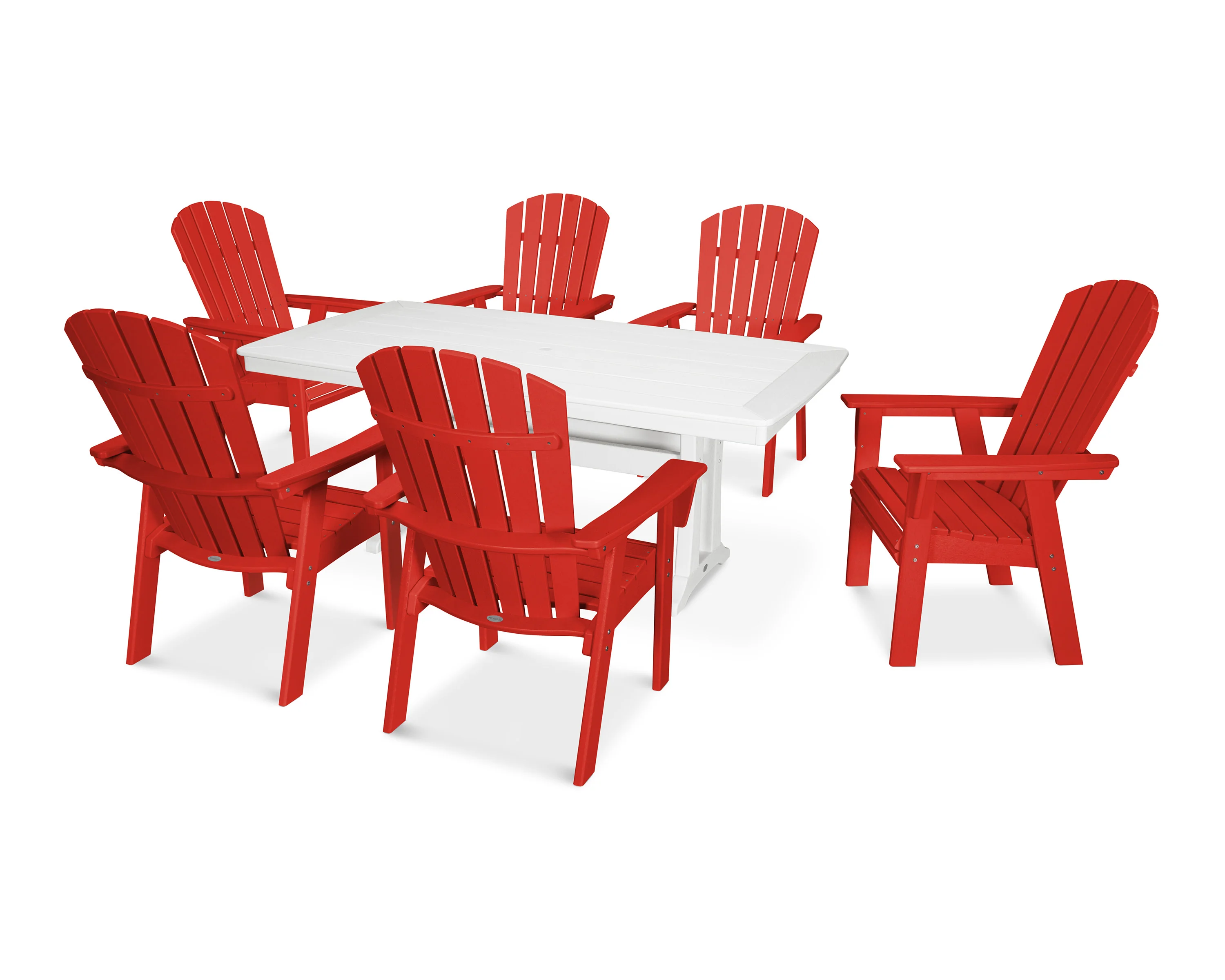 Nautical Curveback Adirondack 7-Piece Dining Set with Trestle Legs - Image 19