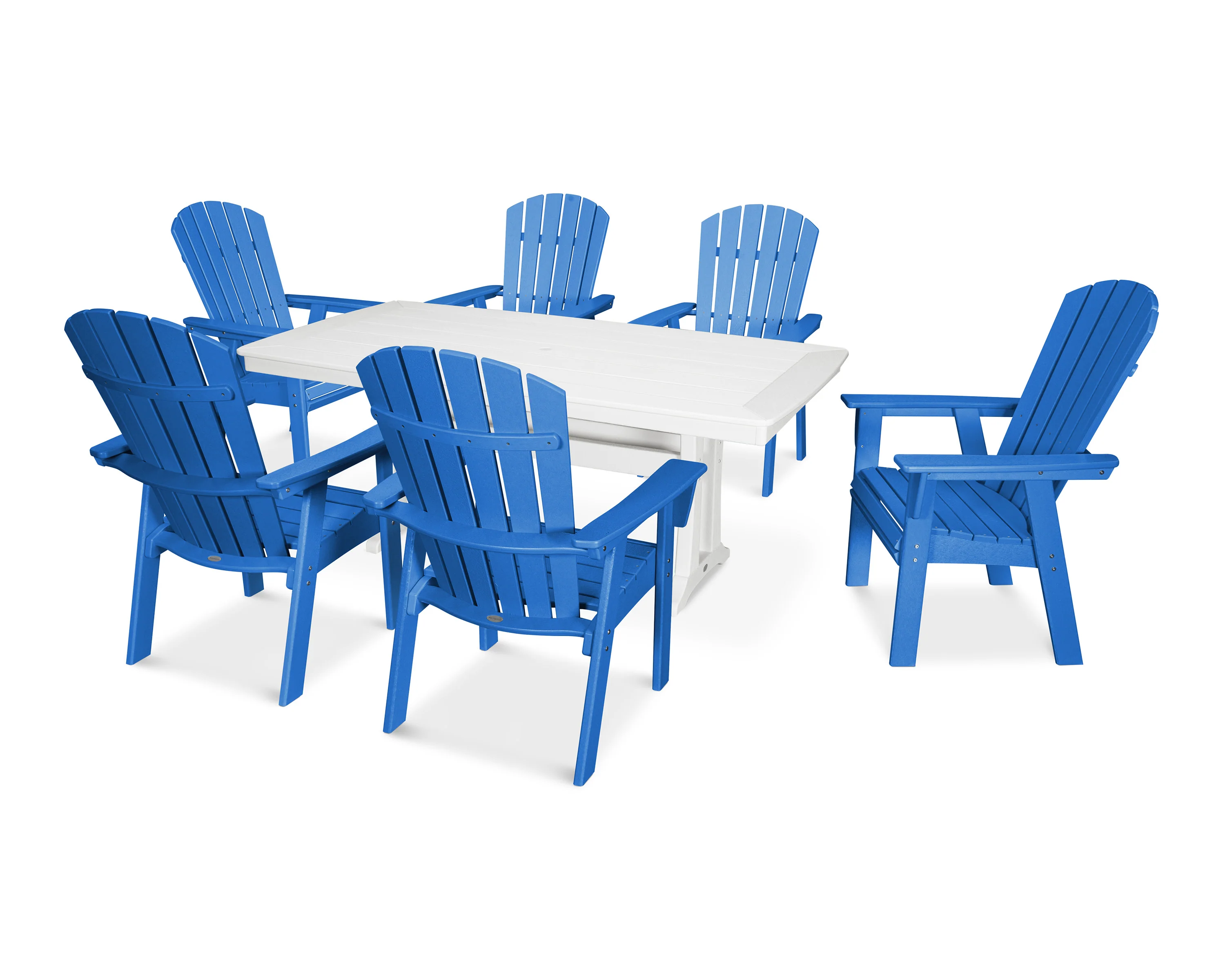 Nautical Curveback Adirondack 7-Piece Dining Set with Trestle Legs - Image 20