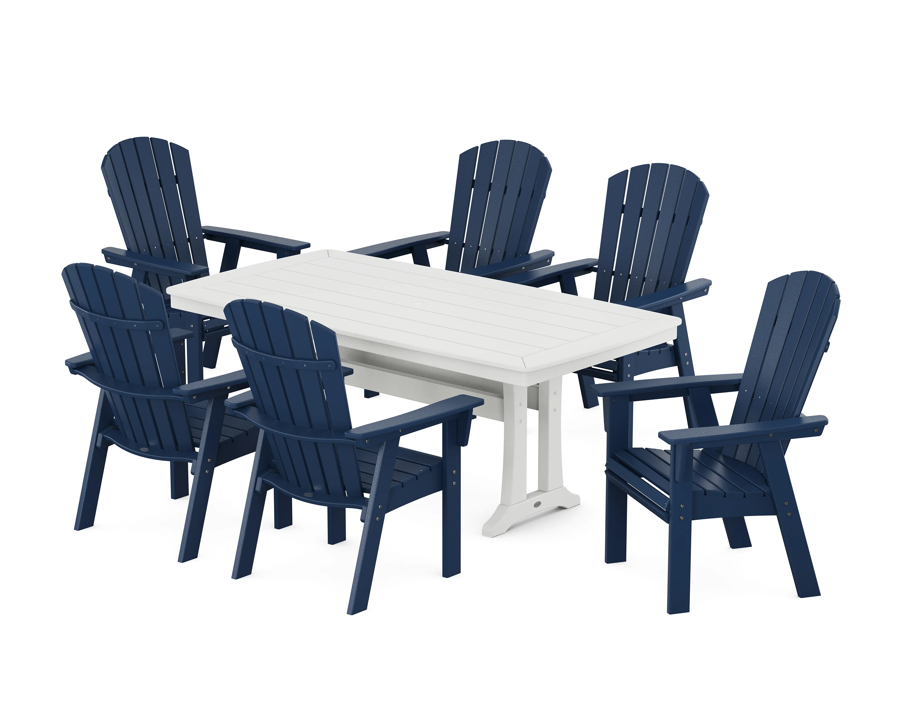 Nautical Curveback Adirondack 7-Piece Dining Set with Trestle Legs - Image 21