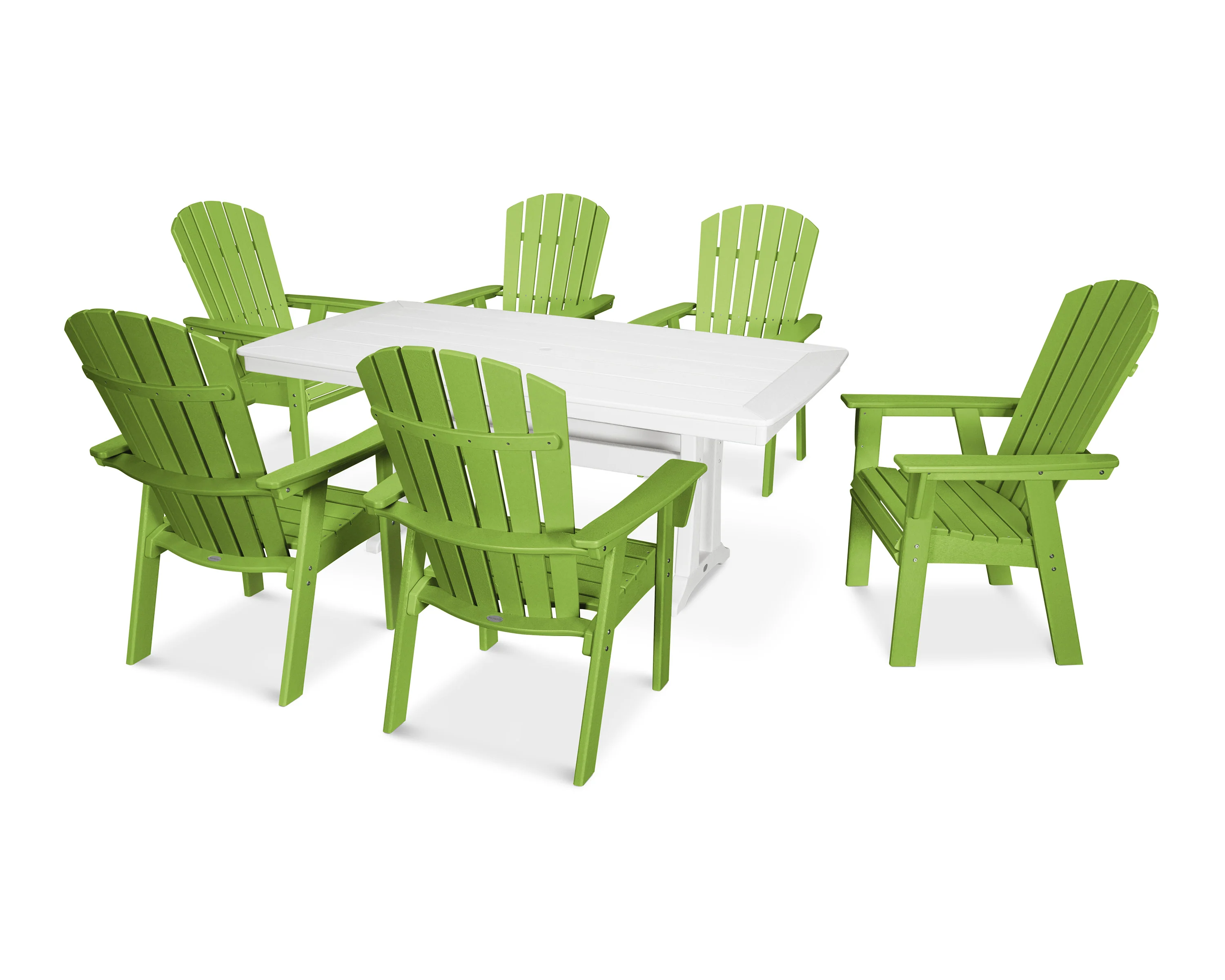 Nautical Curveback Adirondack 7-Piece Dining Set with Trestle Legs - Image 23