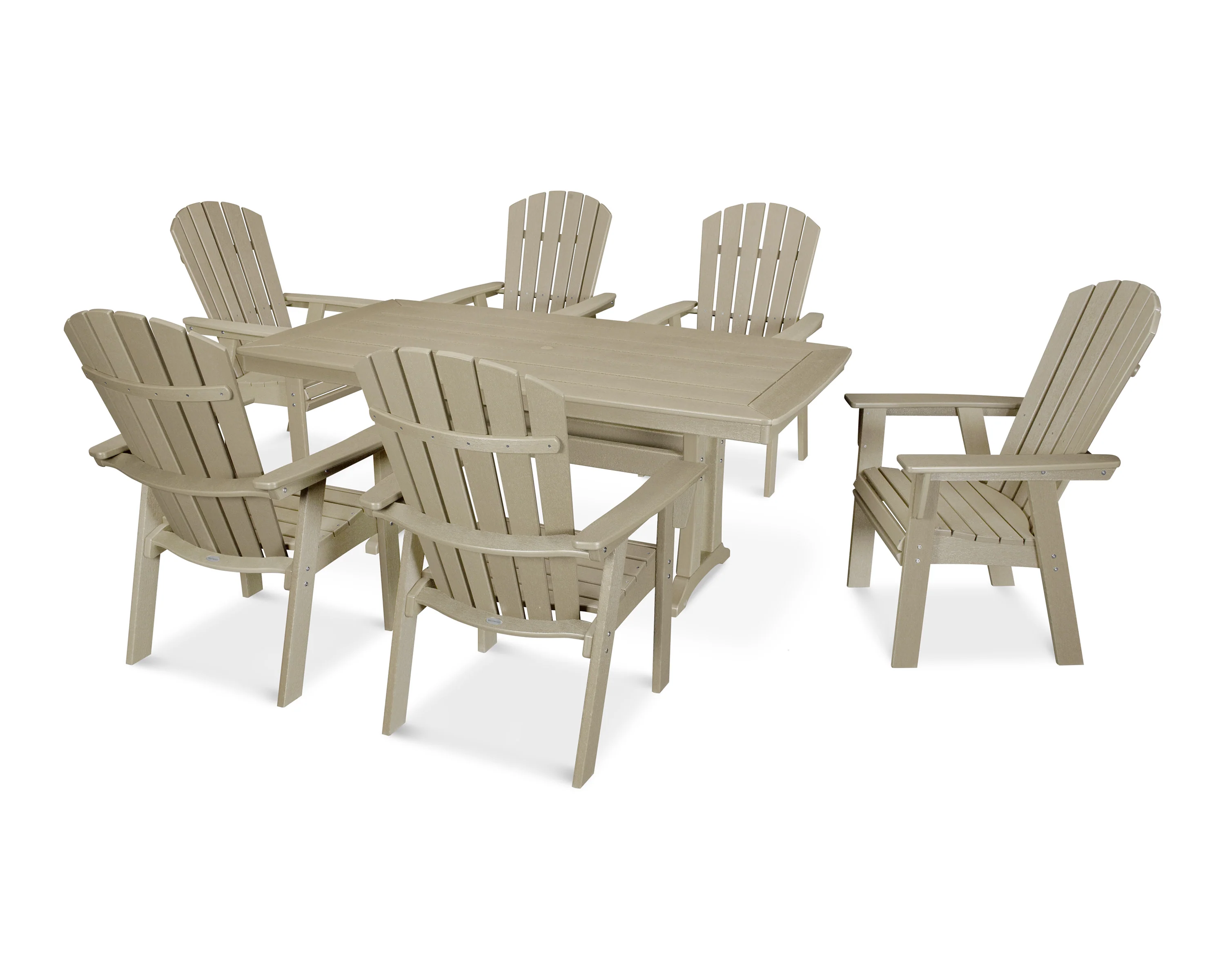 Nautical Curveback Adirondack 7-Piece Dining Set with Trestle Legs - Image 24