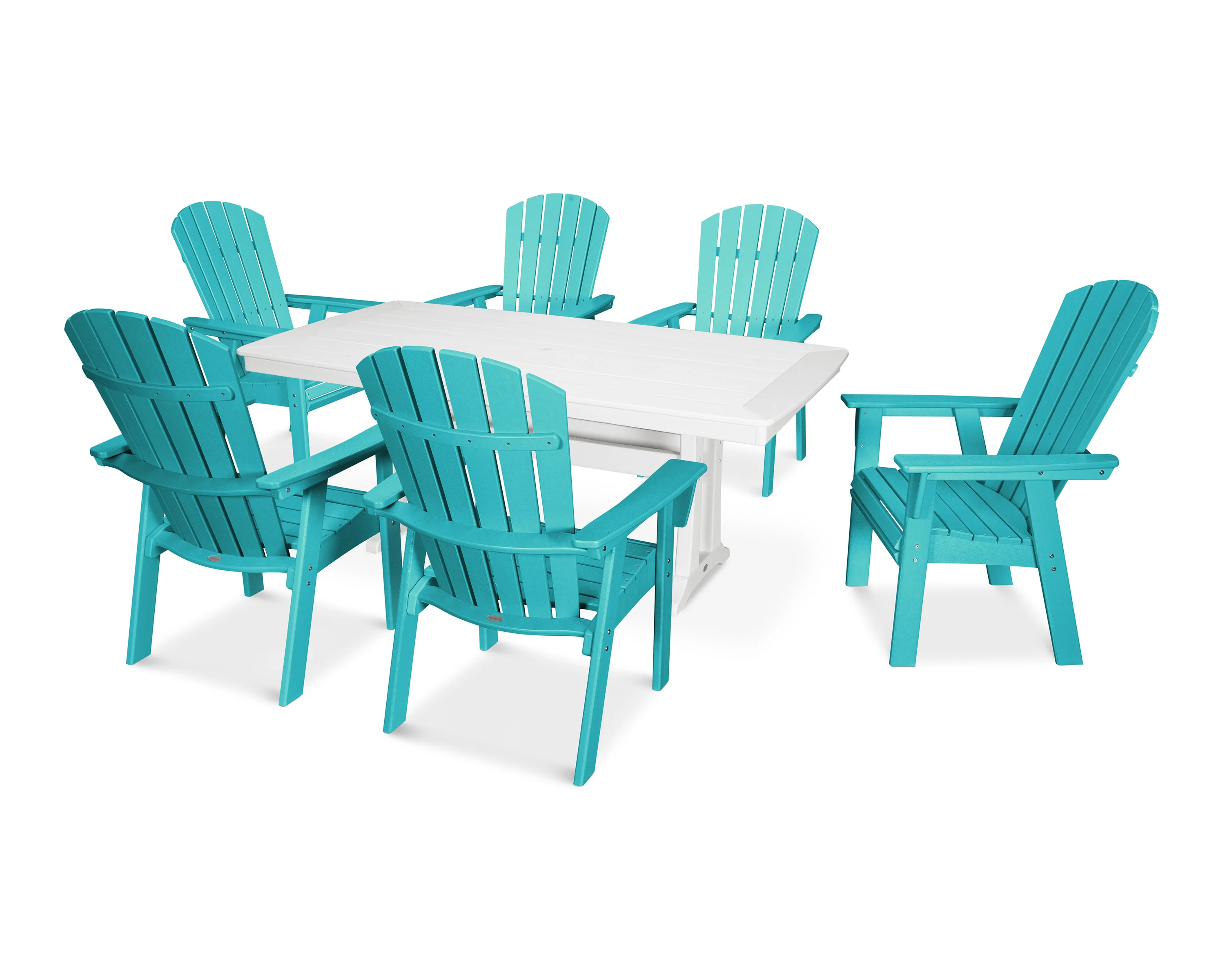 Nautical Curveback Adirondack 7-Piece Dining Set with Trestle Legs - Image 26