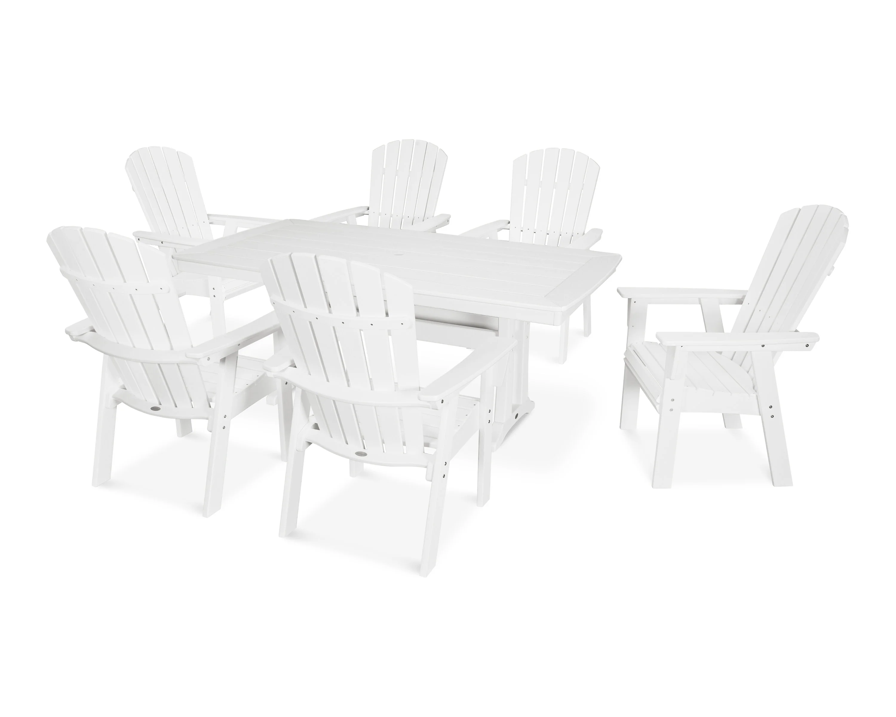 Nautical Curveback Adirondack 7-Piece Dining Set with Trestle Legs - Image 27