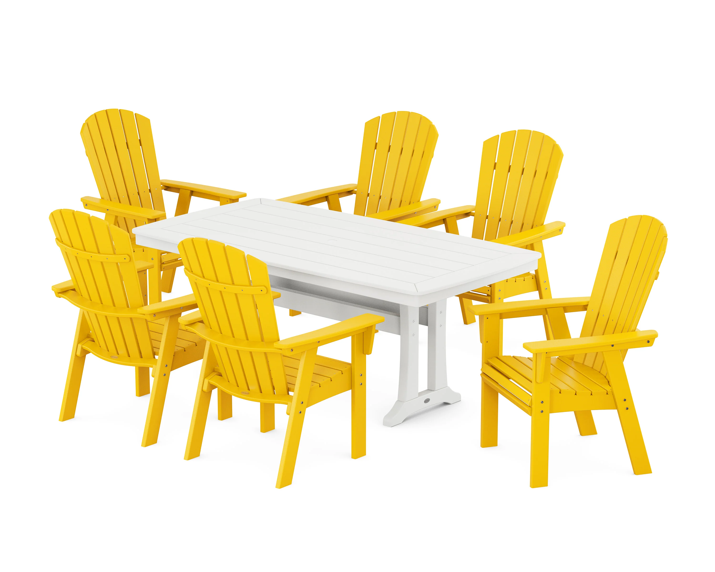 Nautical Curveback Adirondack 7-Piece Dining Set with Trestle Legs - Image 28